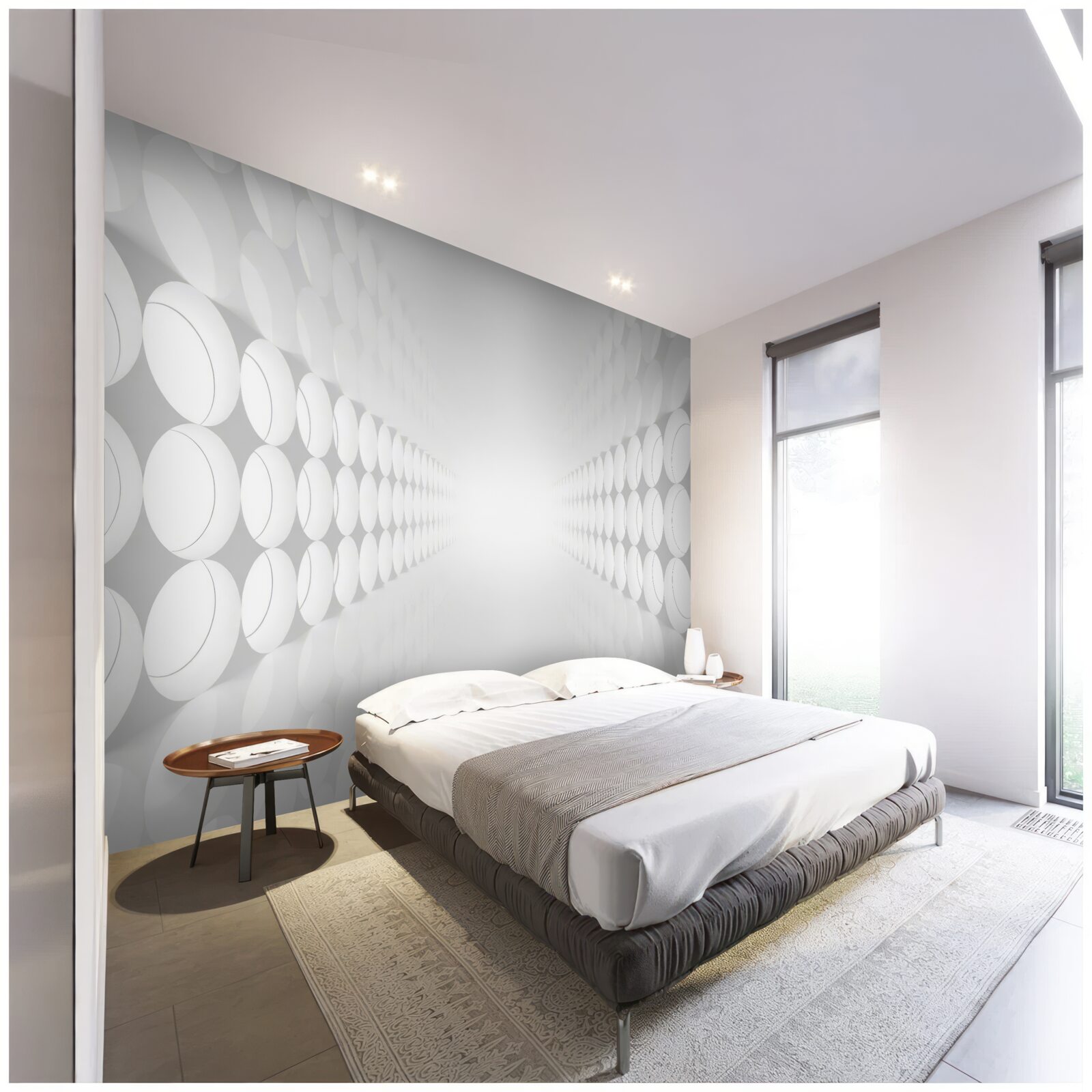 Фотошпалери тунель білий з освітленням в кінці