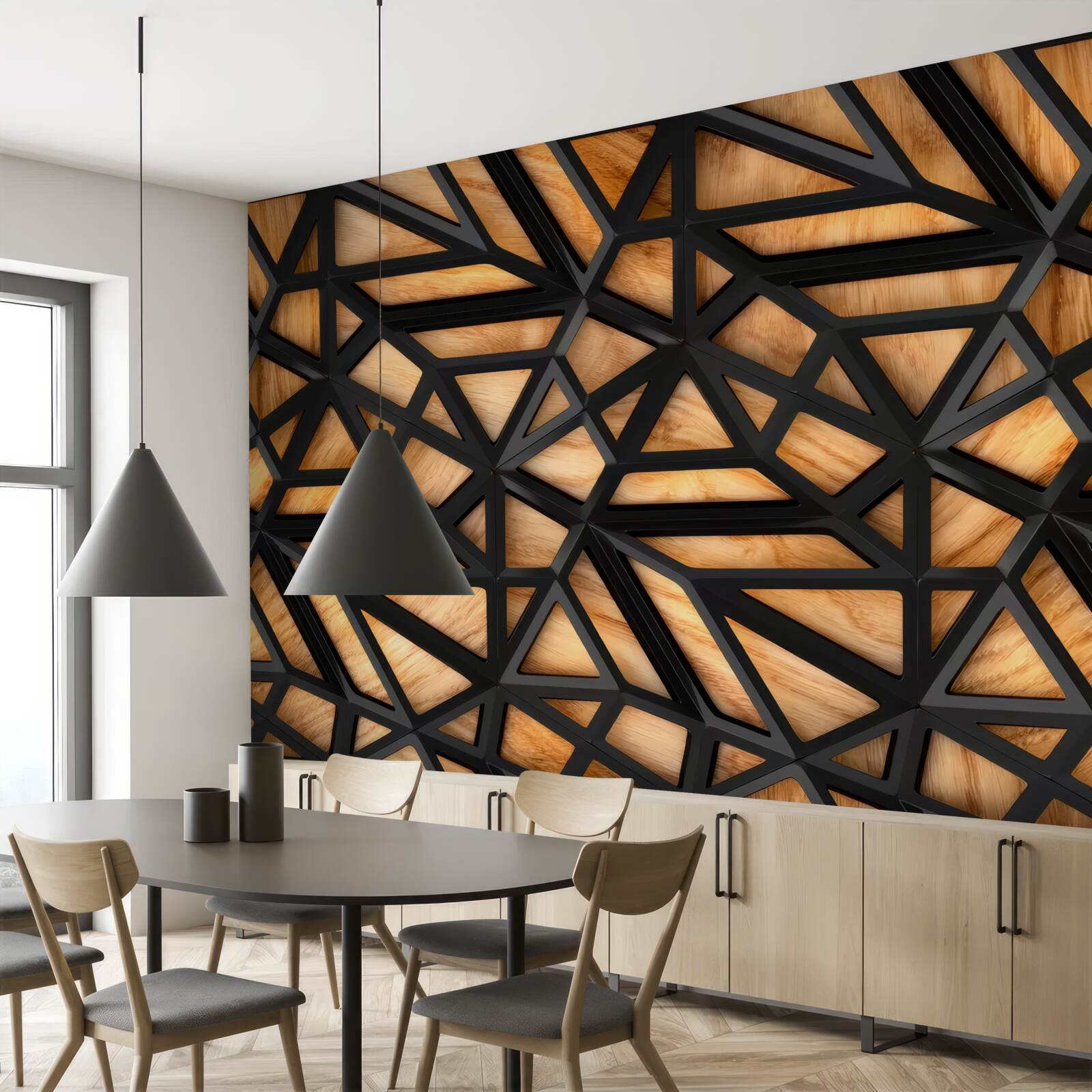 Фотошпалери темні лінії на коричневому тлі