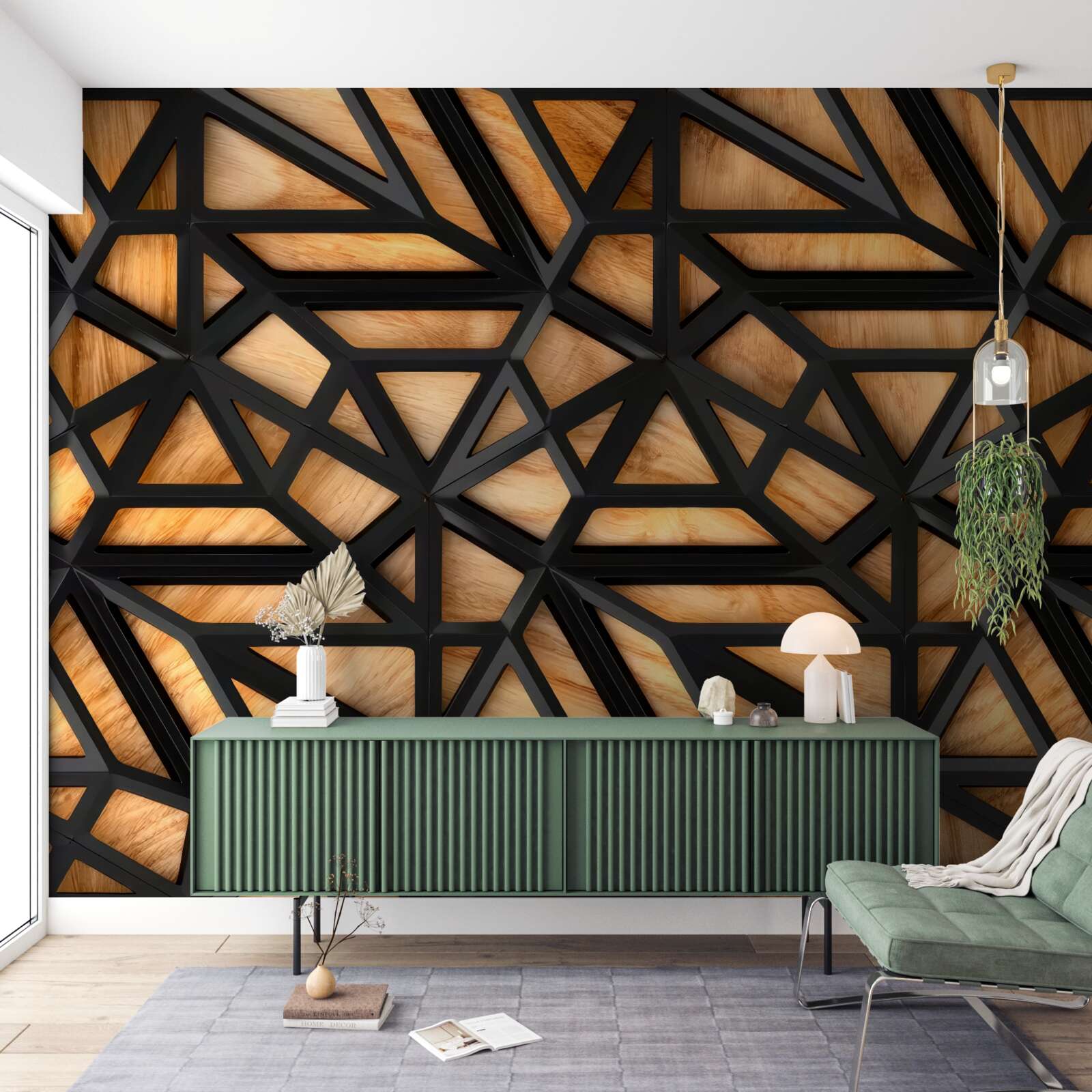 Фотошпалери темні лінії на коричневому тлі