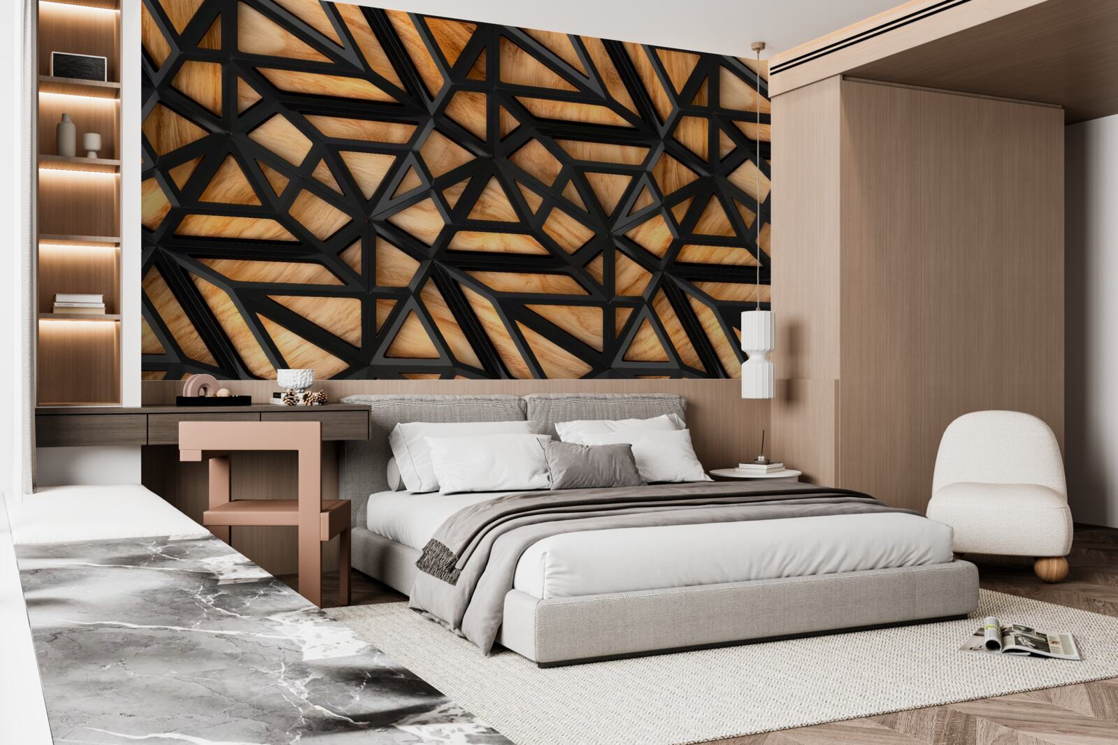 Фотошпалери темні лінії на коричневому тлі