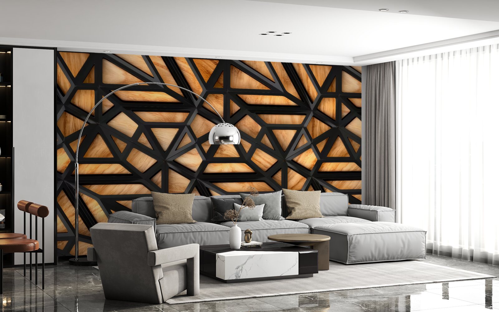 Фотошпалери темні лінії на коричневому тлі