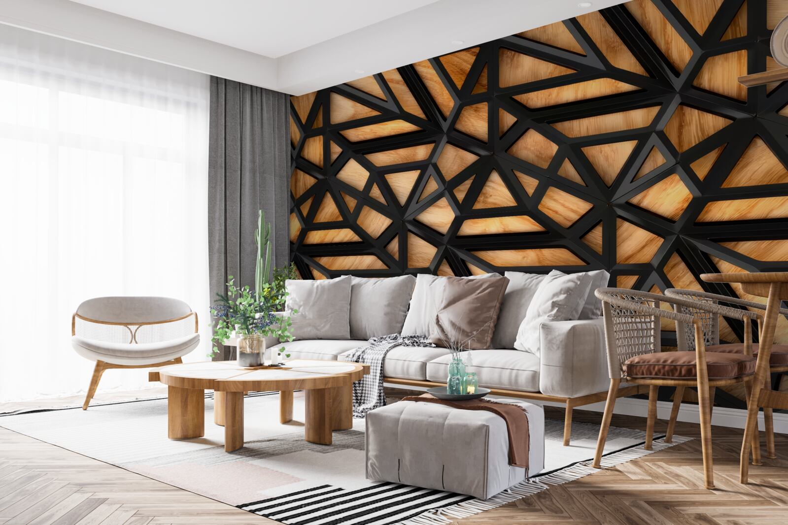 Фотошпалери темні лінії на коричневому тлі