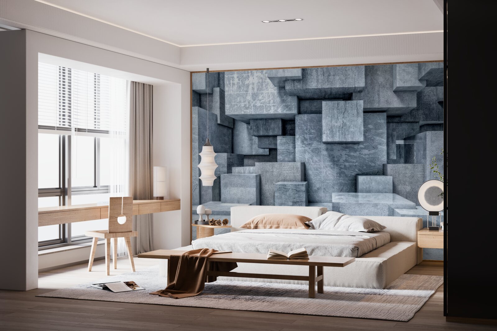 Фотошпалери тривимірні сірі куби