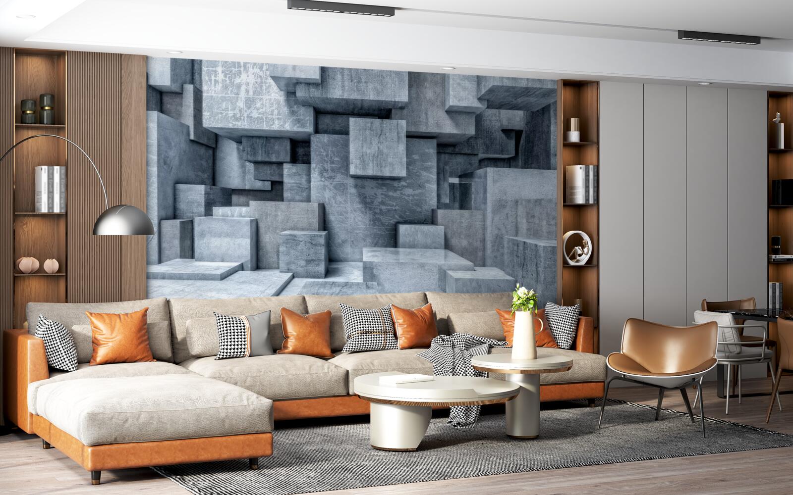 Фотошпалери тривимірні сірі куби