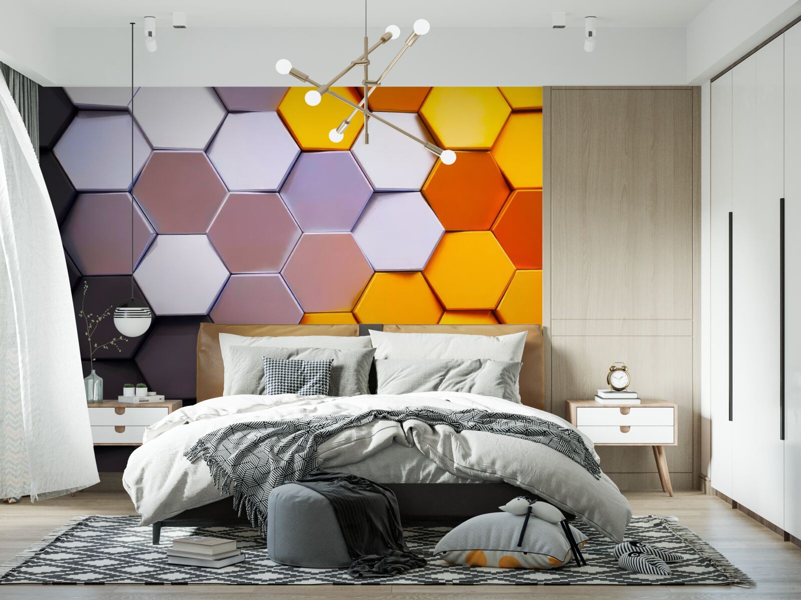 Фотошпалери різнокольорові шестикутні форми