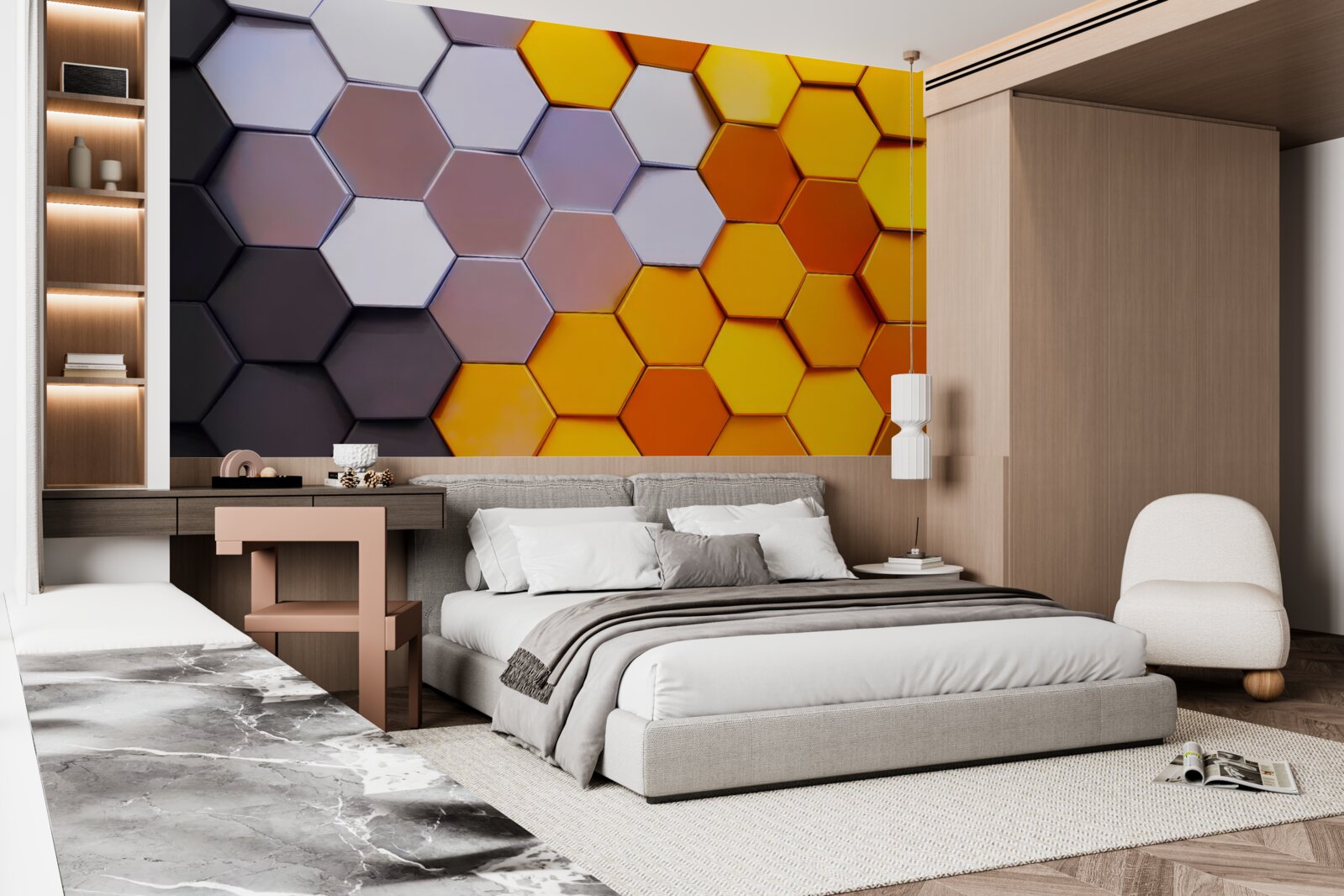 Фотошпалери різнокольорові шестикутні форми