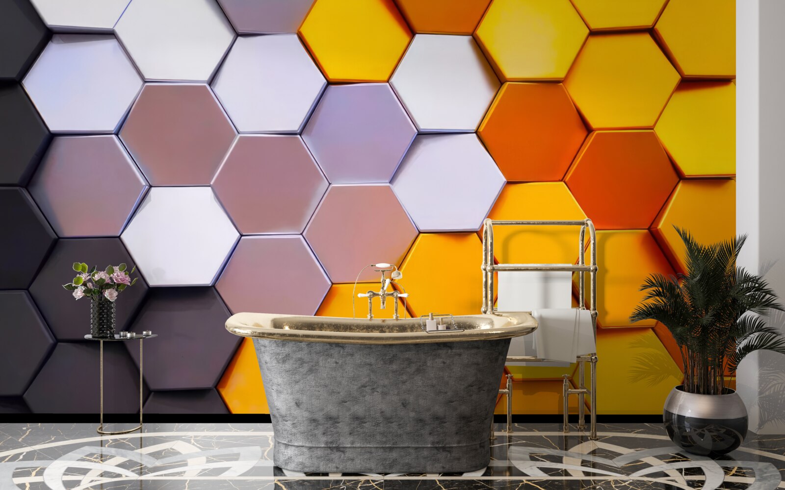 Фотошпалери різнокольорові шестикутні форми