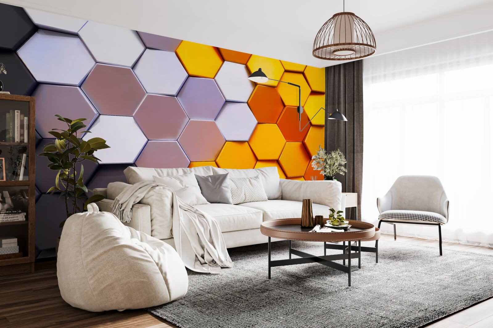 Фотошпалери різнокольорові шестикутні форми