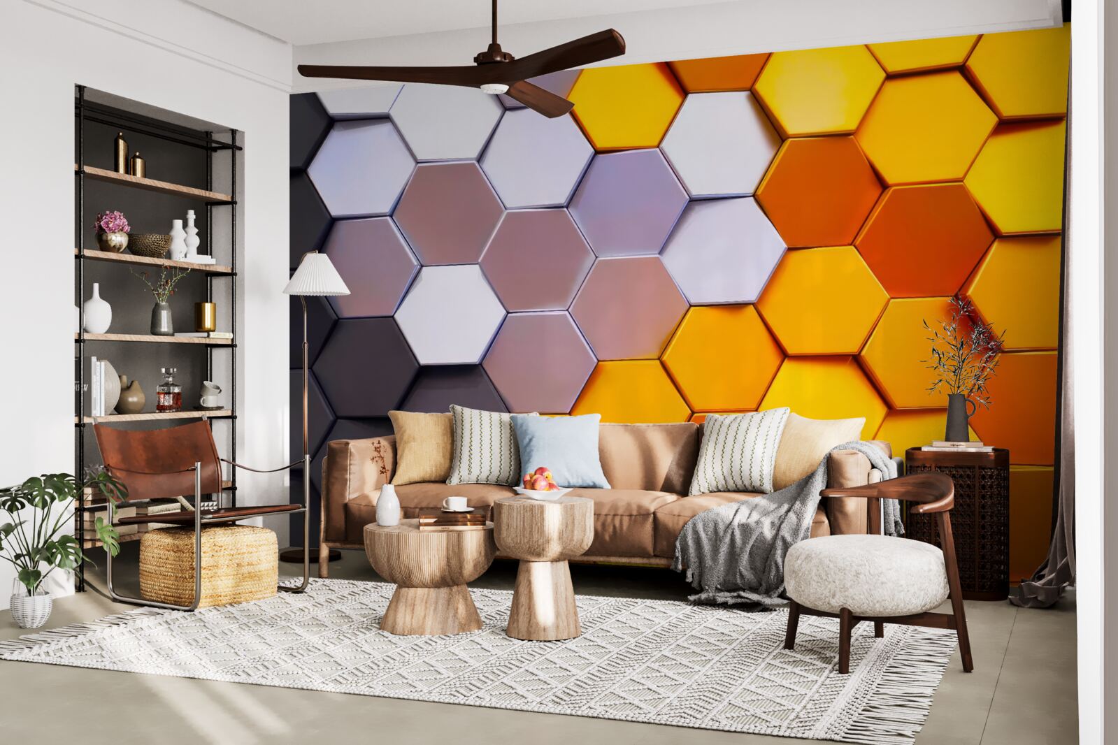 Фотошпалери різнокольорові шестикутні форми