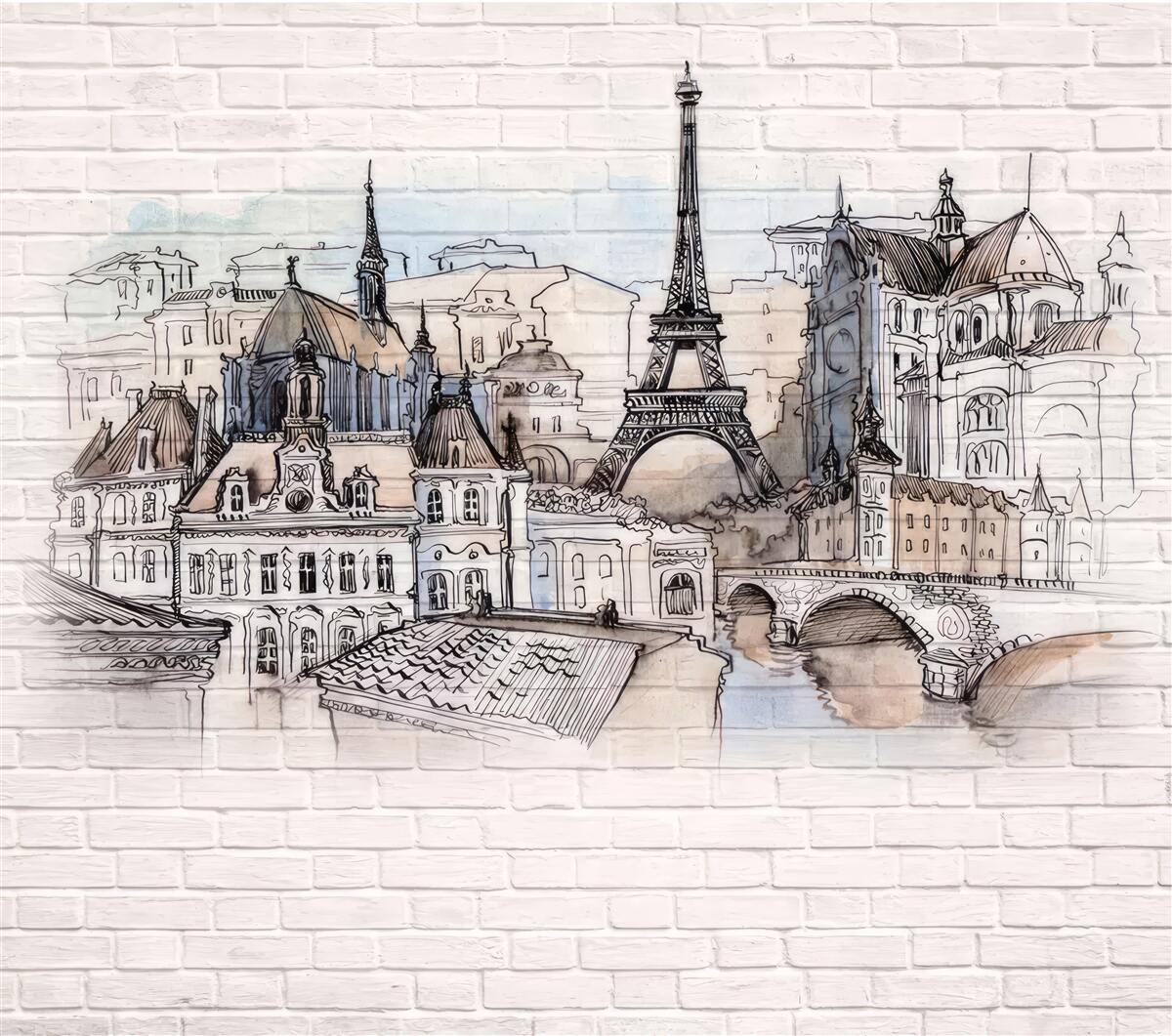 Фотошпалери зображення Парижа на цегляній стіні