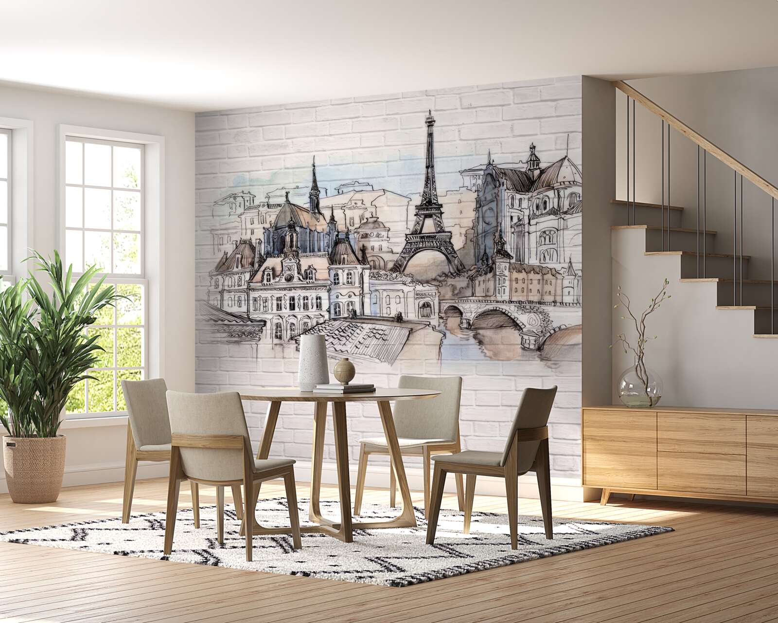 Фотошпалери зображення Парижа на цегляній стіні