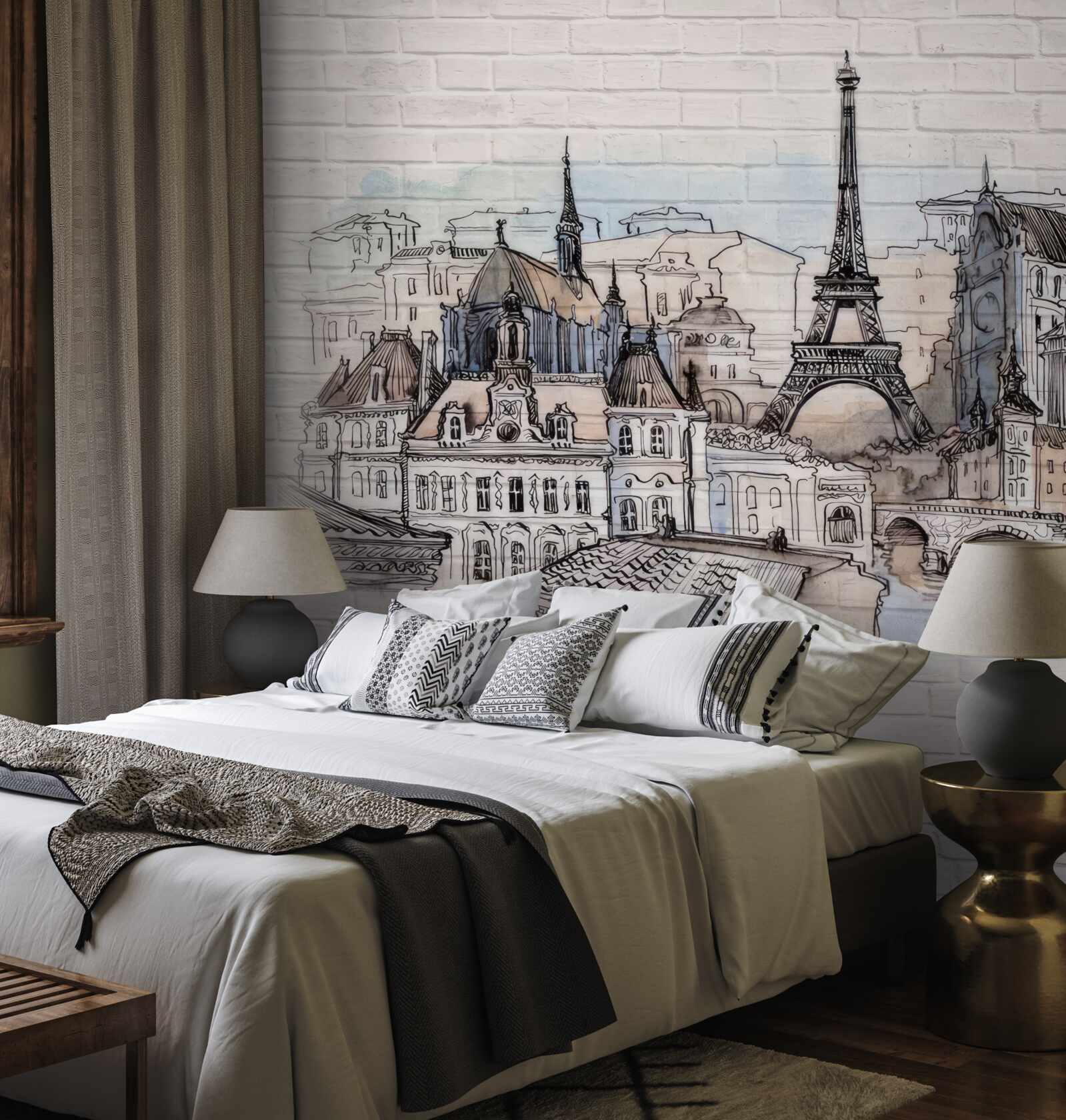Фотошпалери зображення Парижа на цегляній стіні