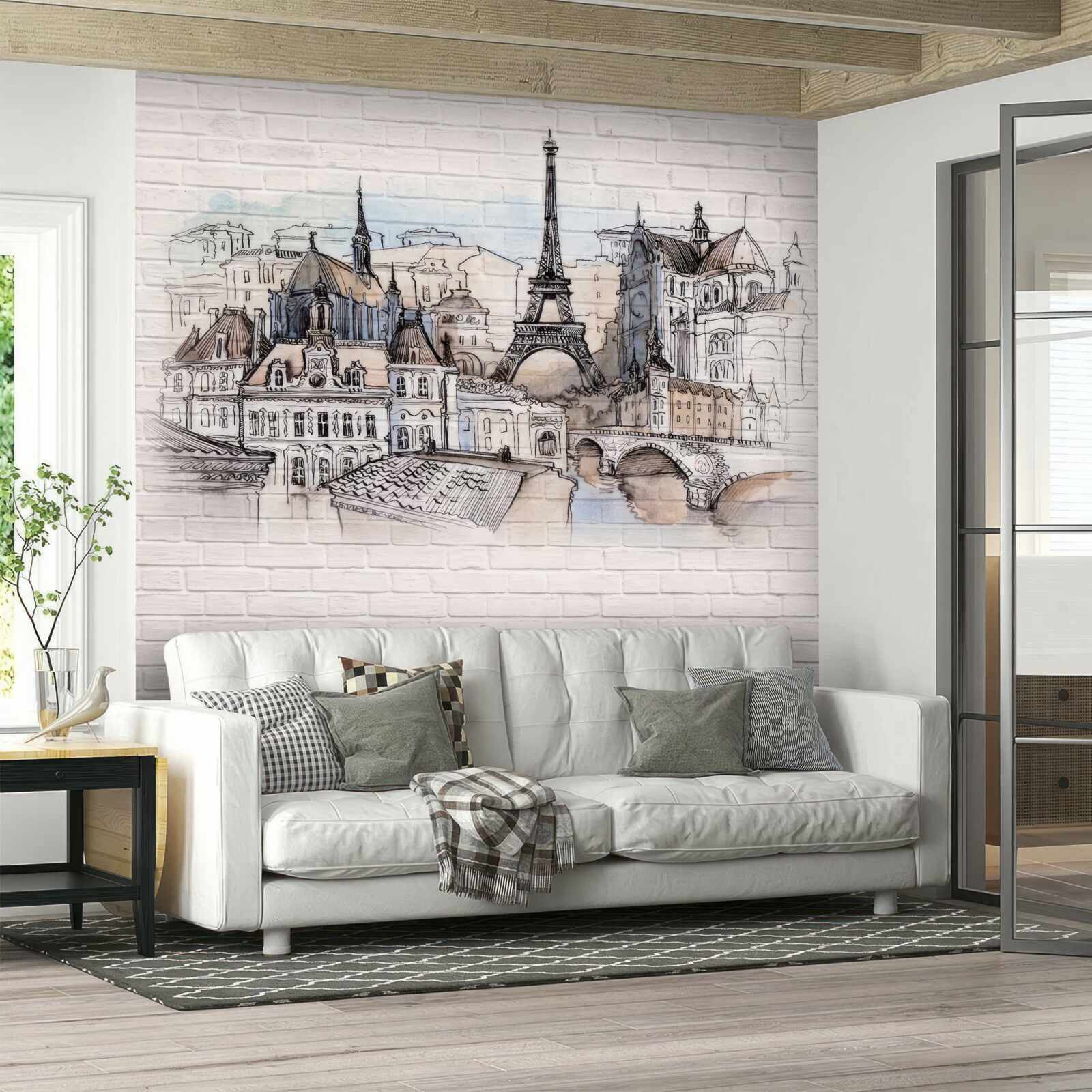 Фотошпалери зображення Парижа на цегляній стіні