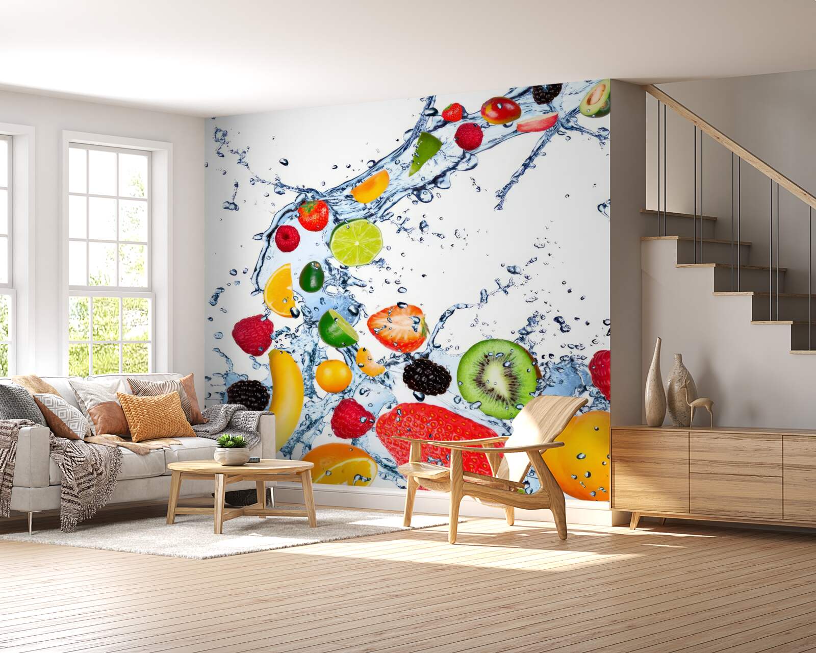 Фотошпалери нарізати фрукти і покласти у воду