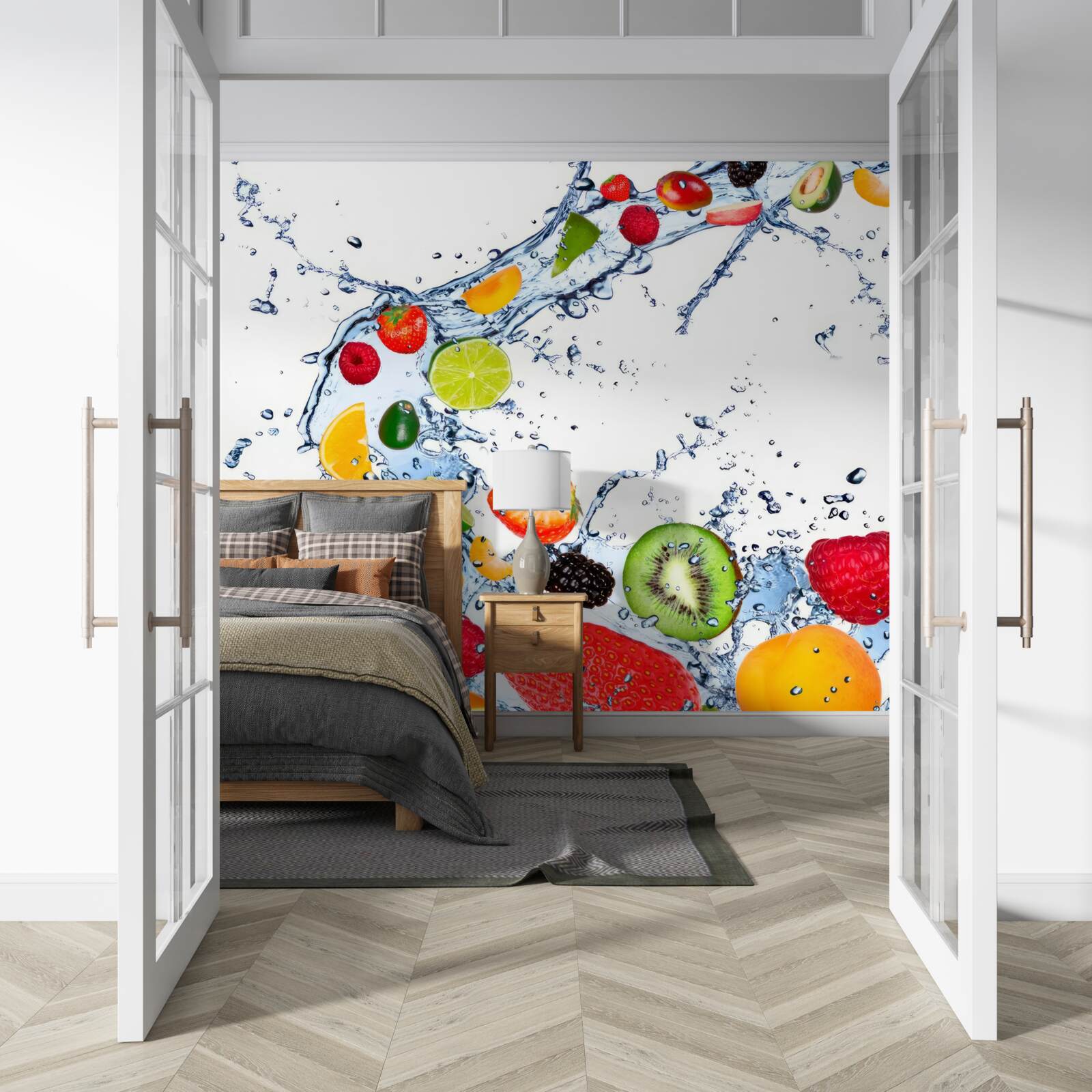 Фотошпалери нарізати фрукти і покласти у воду