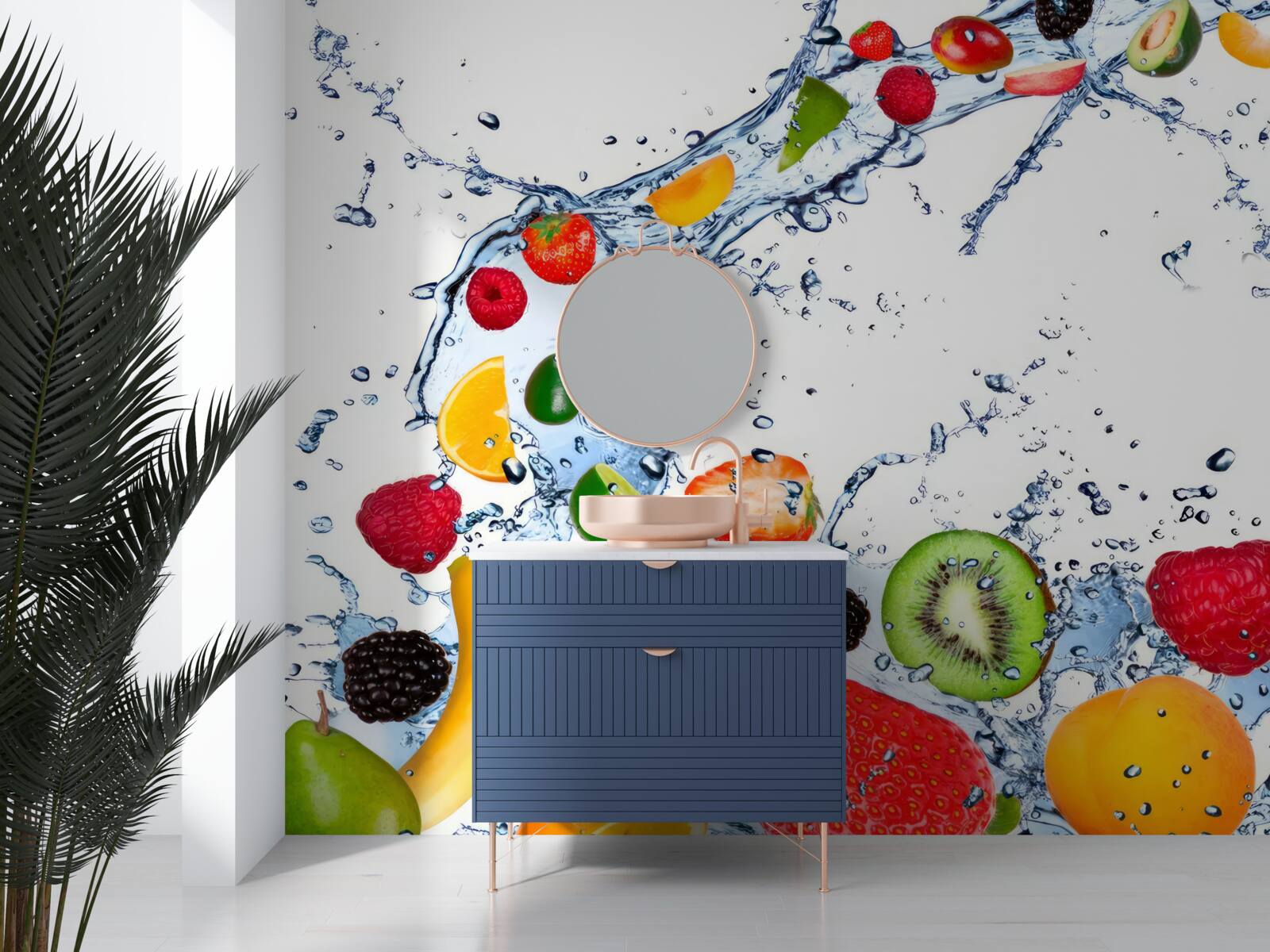 Фотошпалери нарізати фрукти і покласти у воду