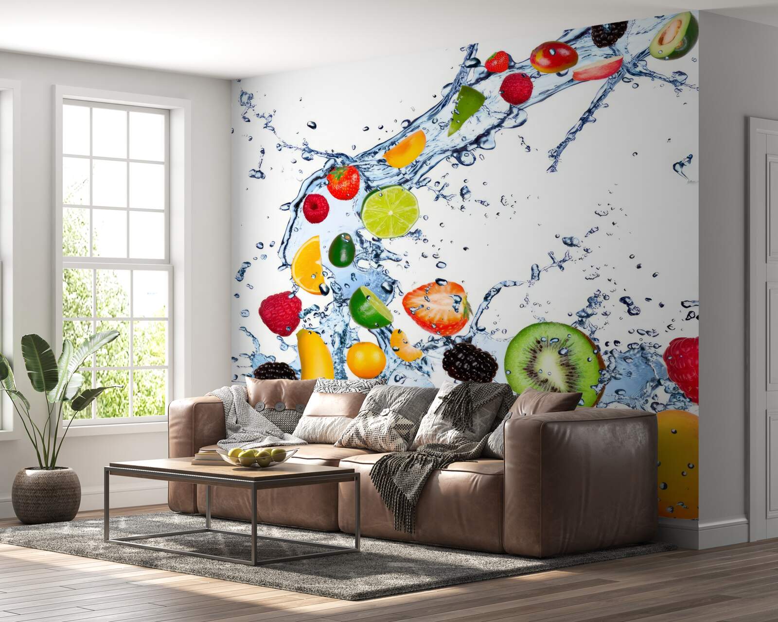 Фотошпалери нарізати фрукти і покласти у воду