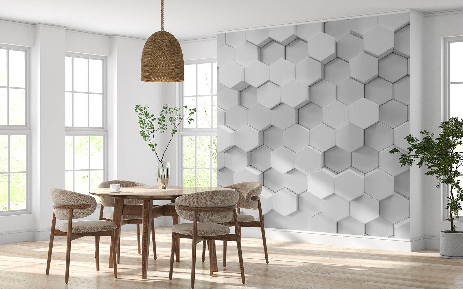 Фотошпалери багато білих шестикутників