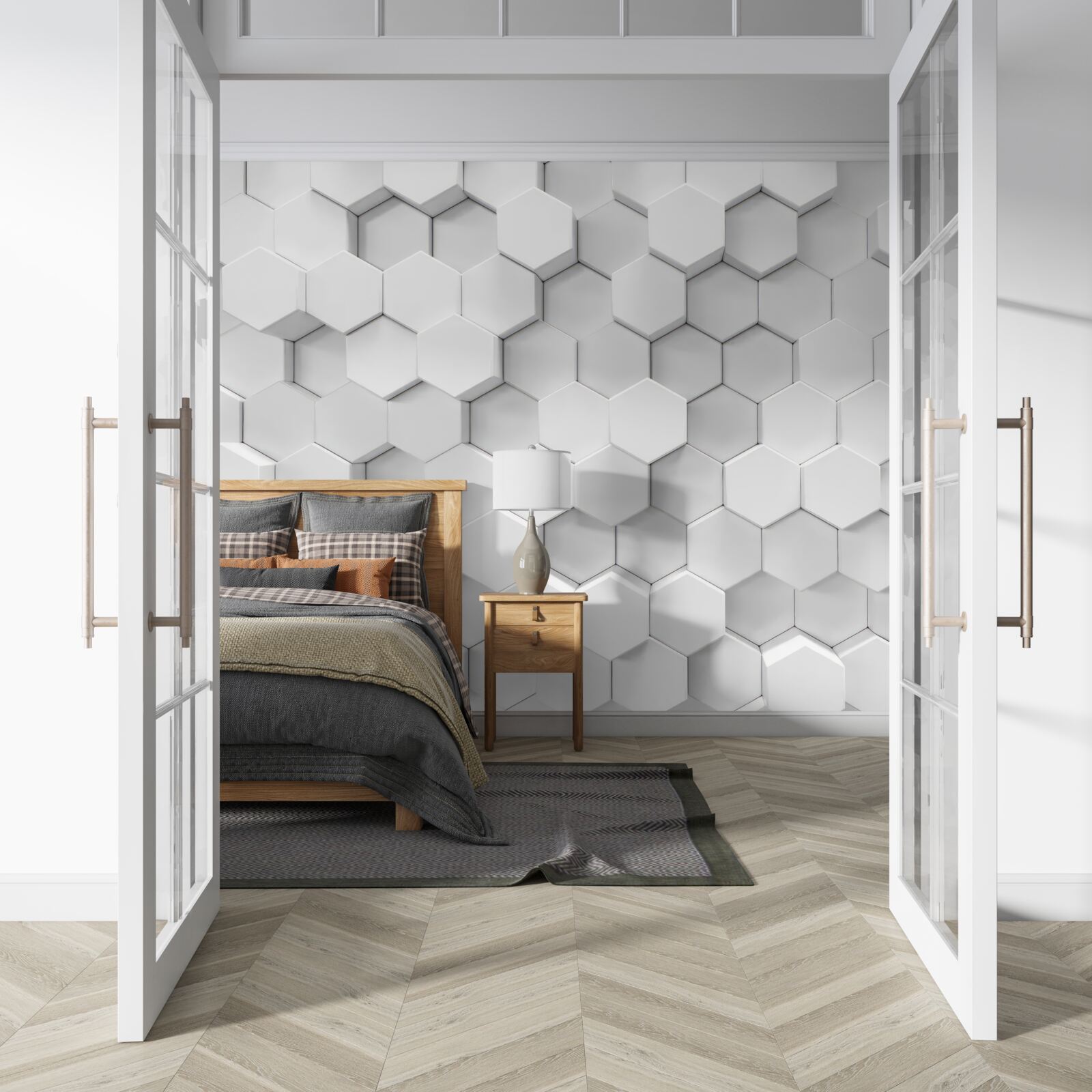 Фотошпалери багато білих шестикутників