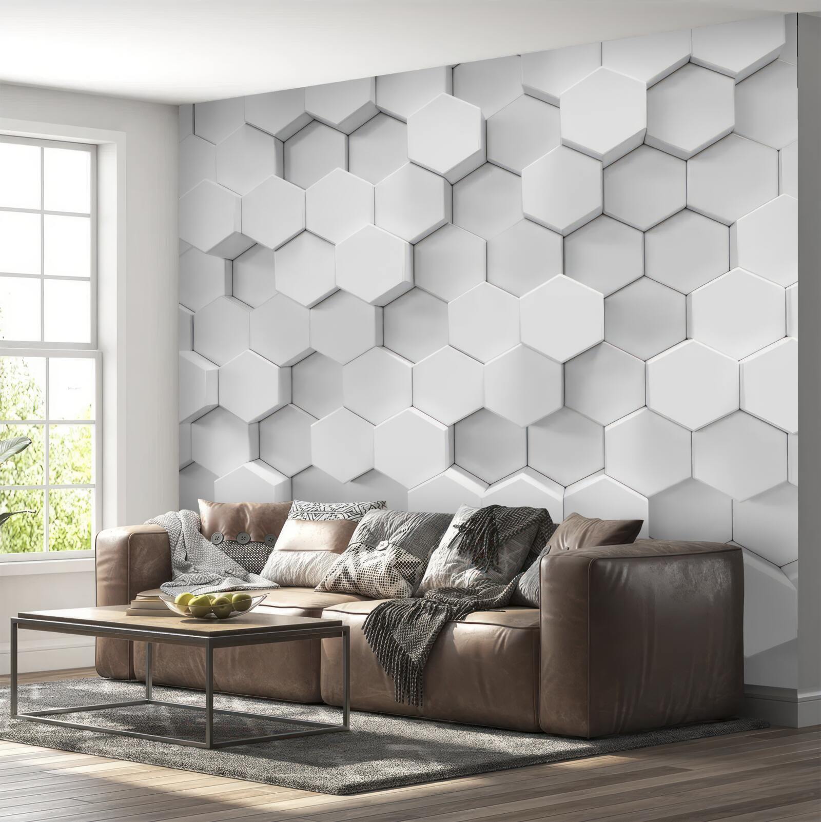 Фотошпалери багато білих шестикутників