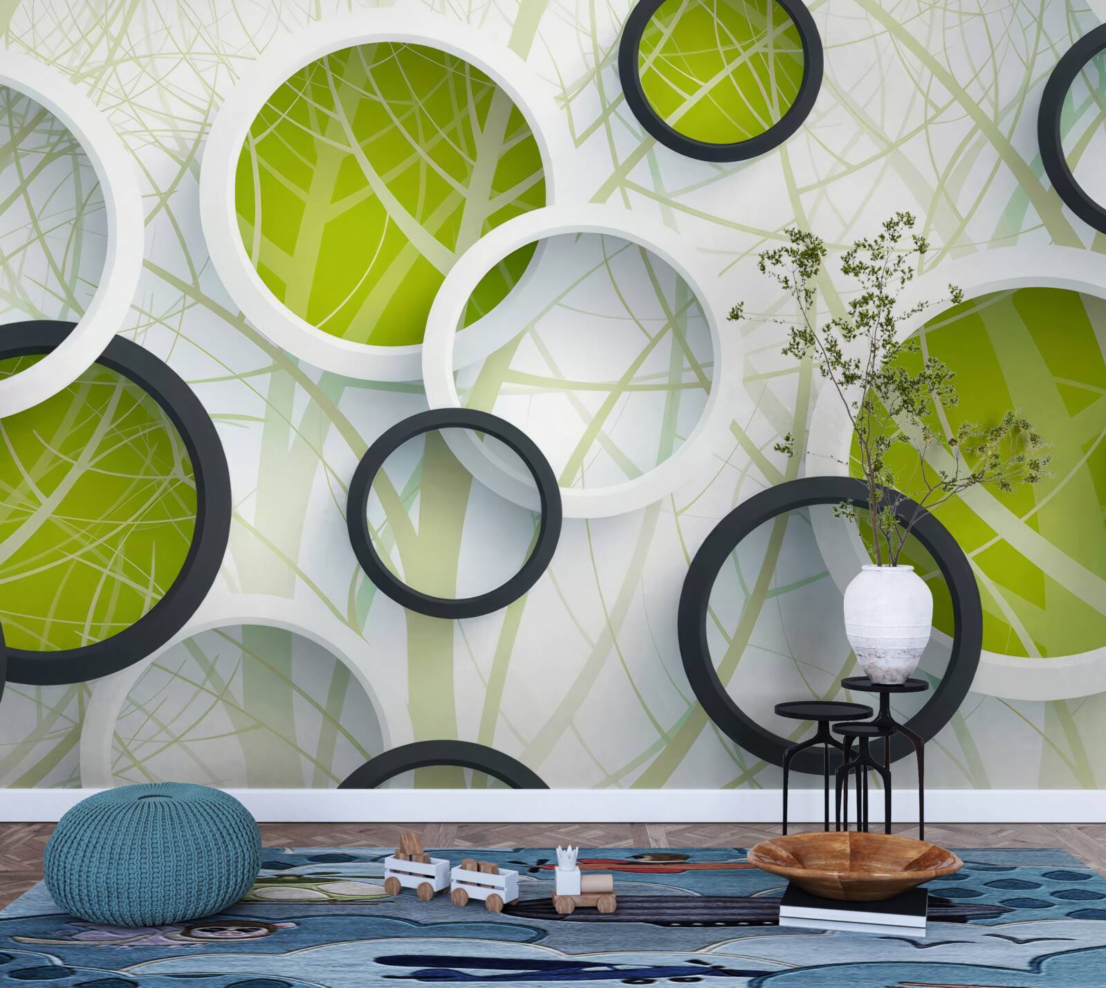 Фотошпалери фон, що складається з великих чорно-білих кіл