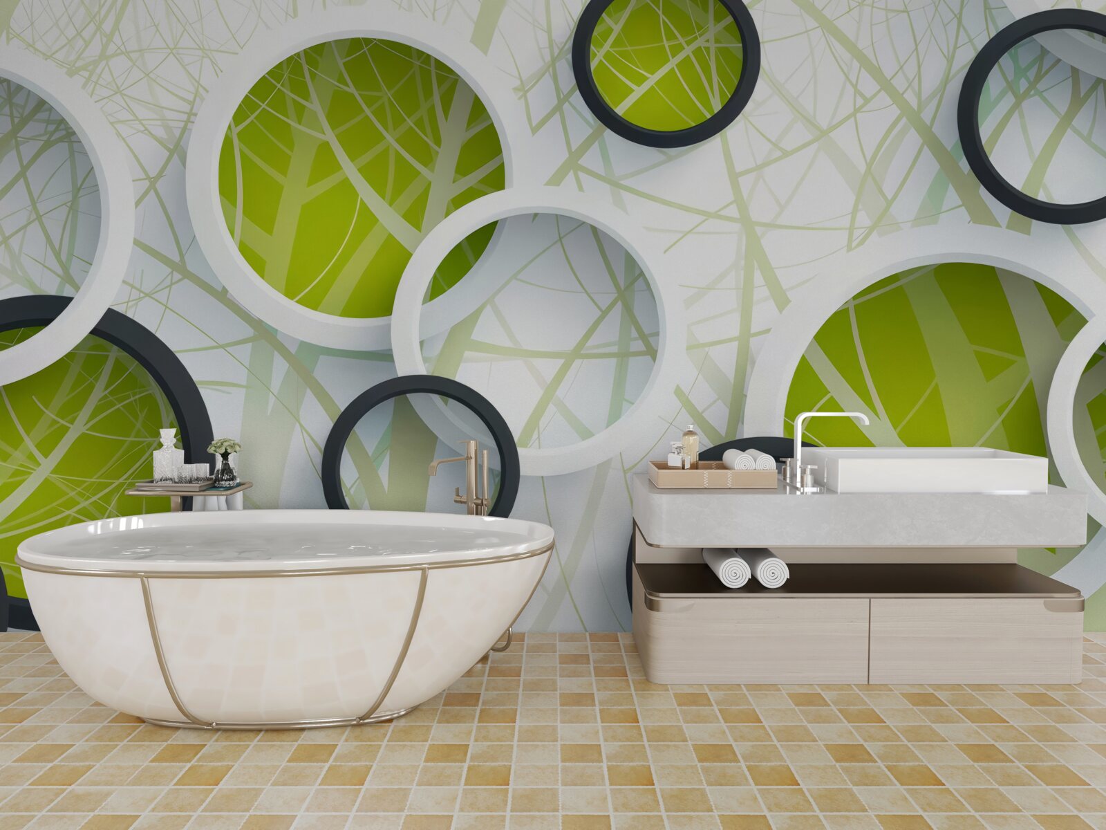 Фотошпалери фон, що складається з великих чорно-білих кіл