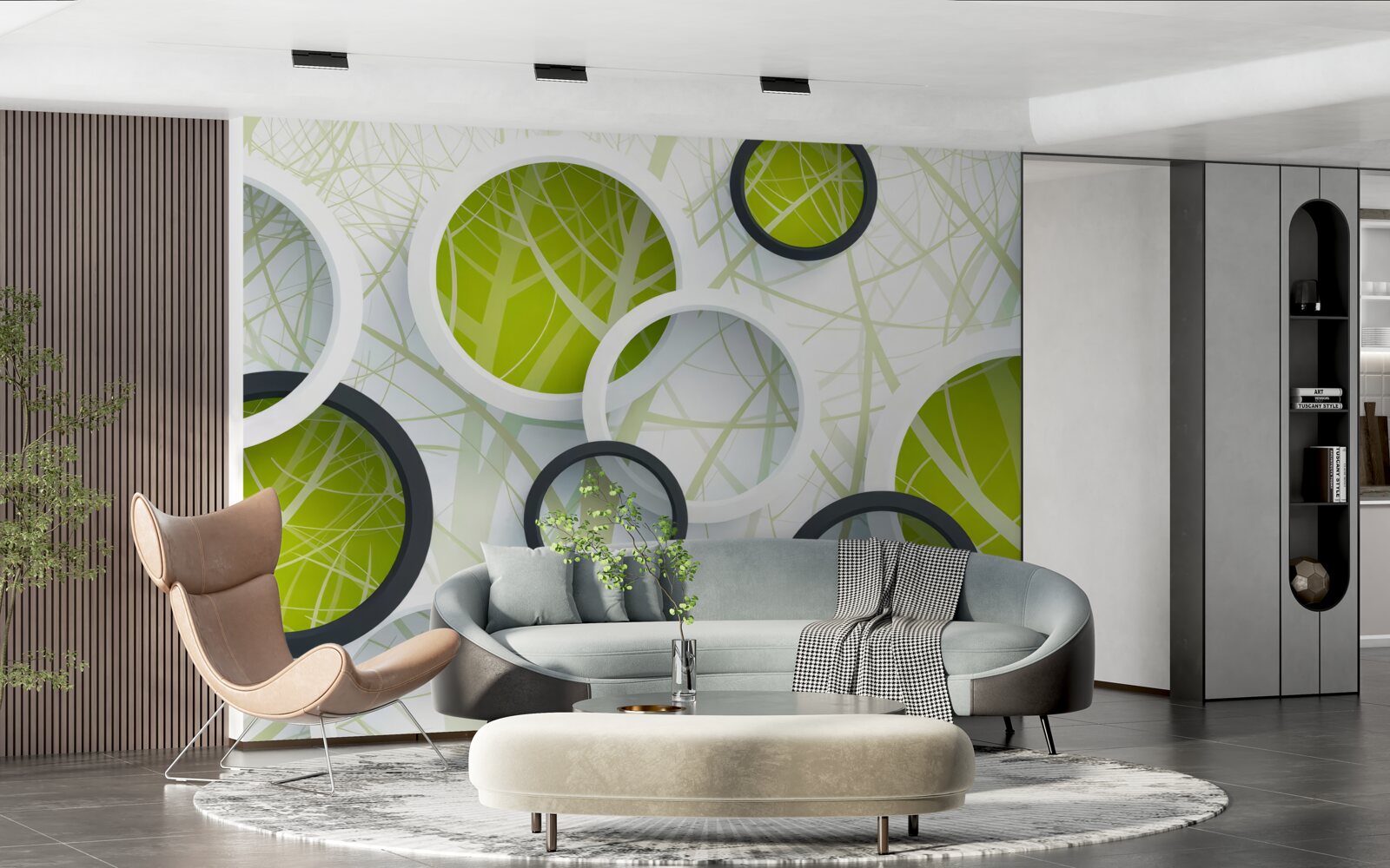 Фотошпалери фон, що складається з великих чорно-білих кіл