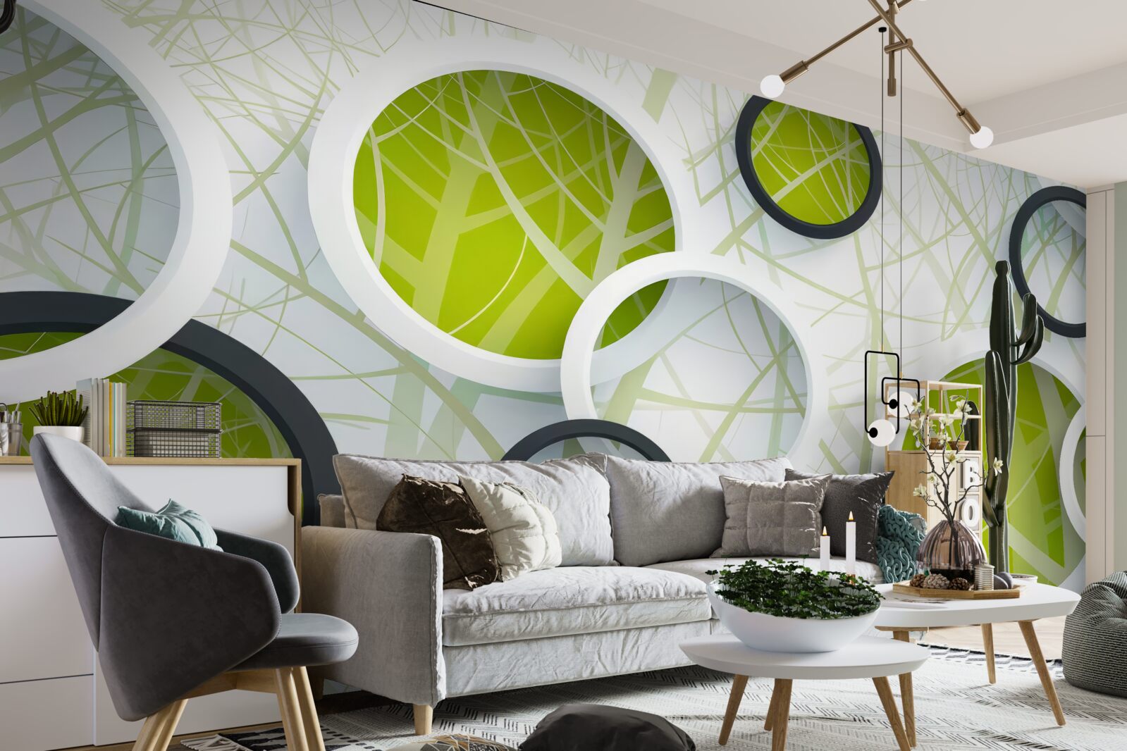 Фотошпалери фон, що складається з великих чорно-білих кіл