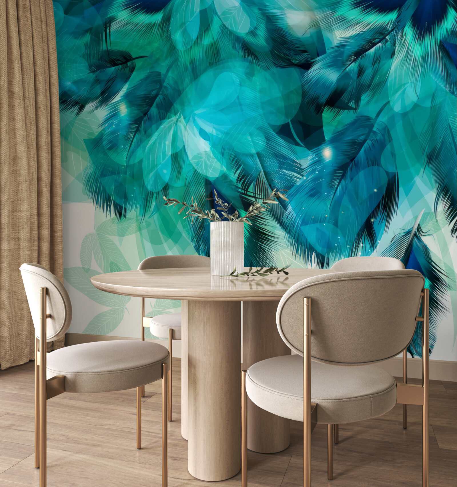 Фотошпалери павине пір'я з бірюзовим відтінком