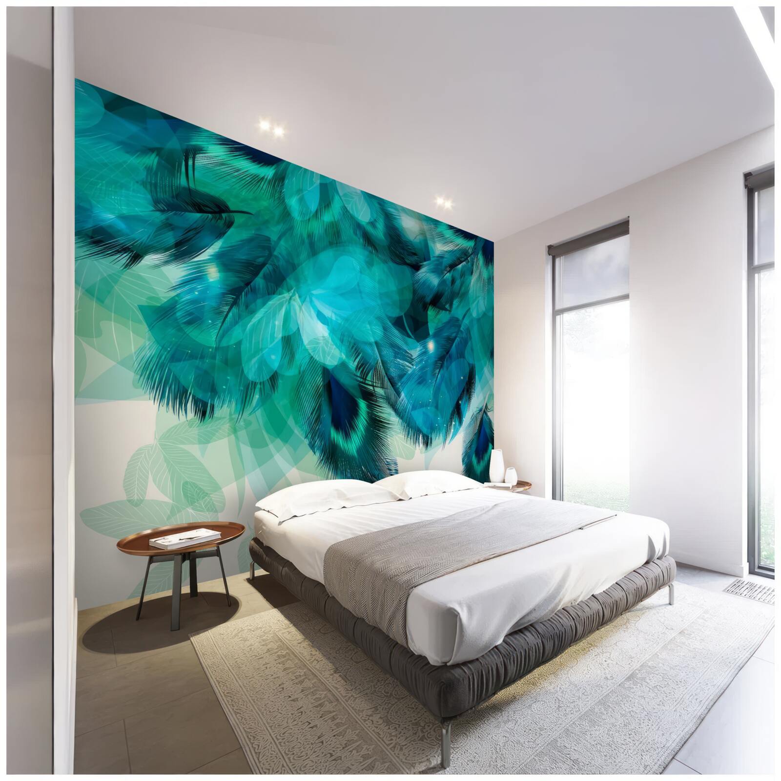 Фотошпалери павине пір'я з бірюзовим відтінком