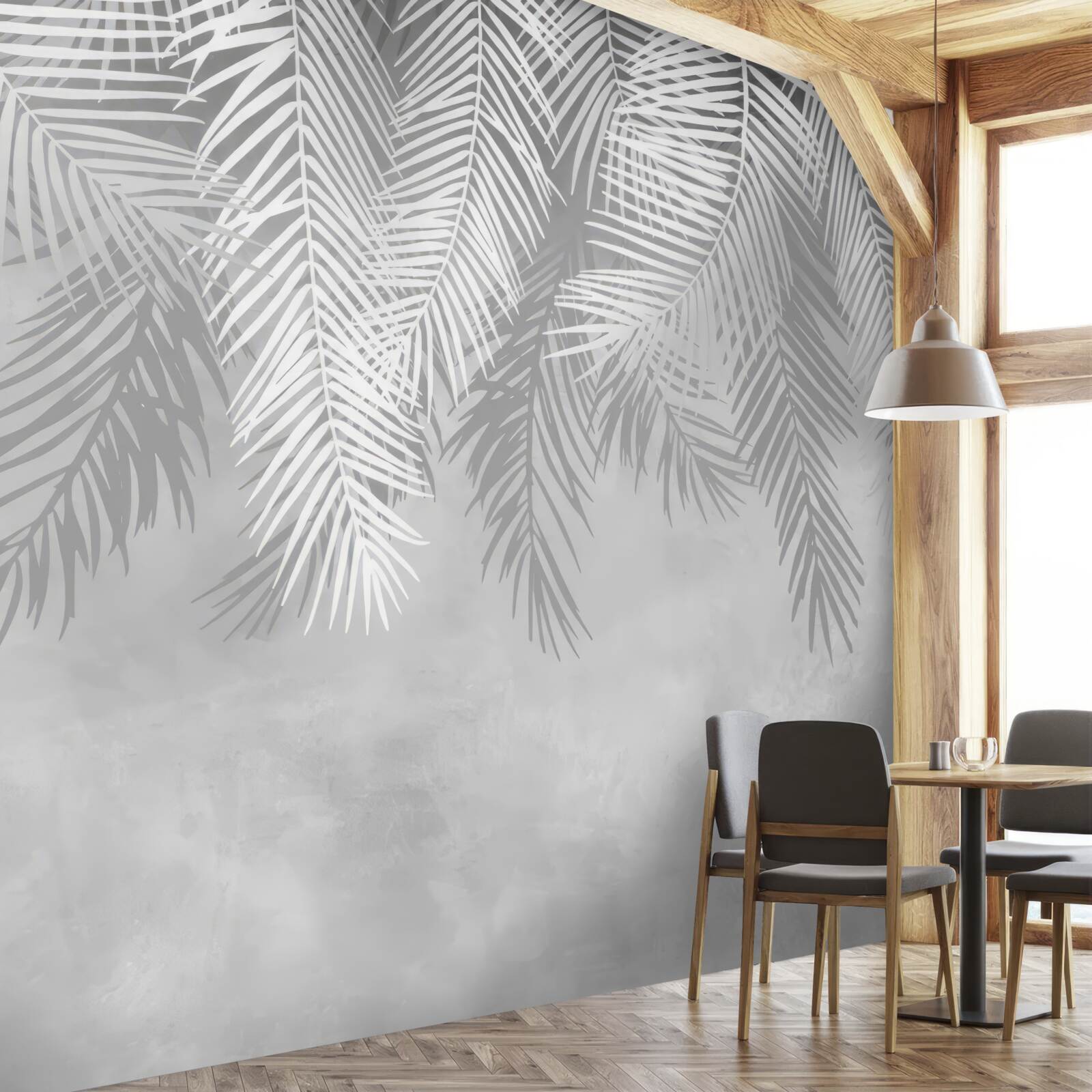 Фотошпалери великі білі листя папороті, що звисають вниз