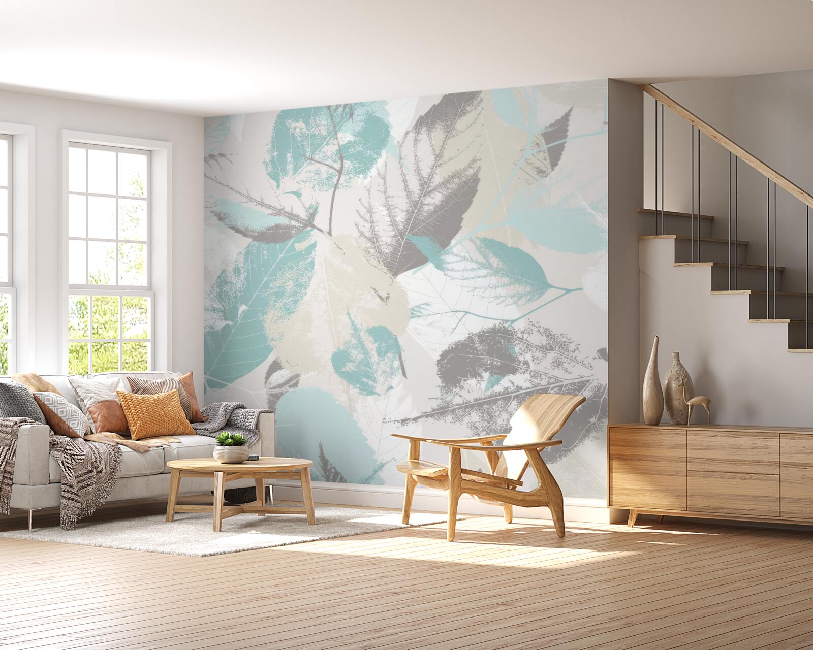 Фотошпалери листя, пофарбоване у світлий відтінок