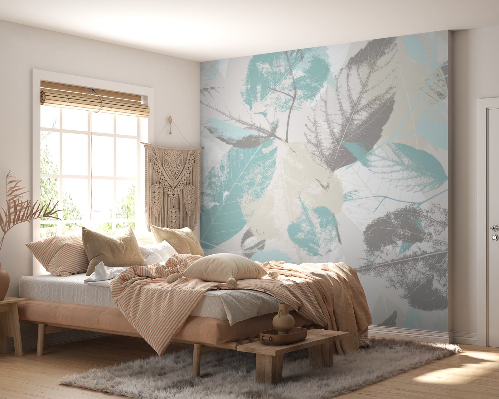 Фотошпалери листя, пофарбоване у світлий відтінок