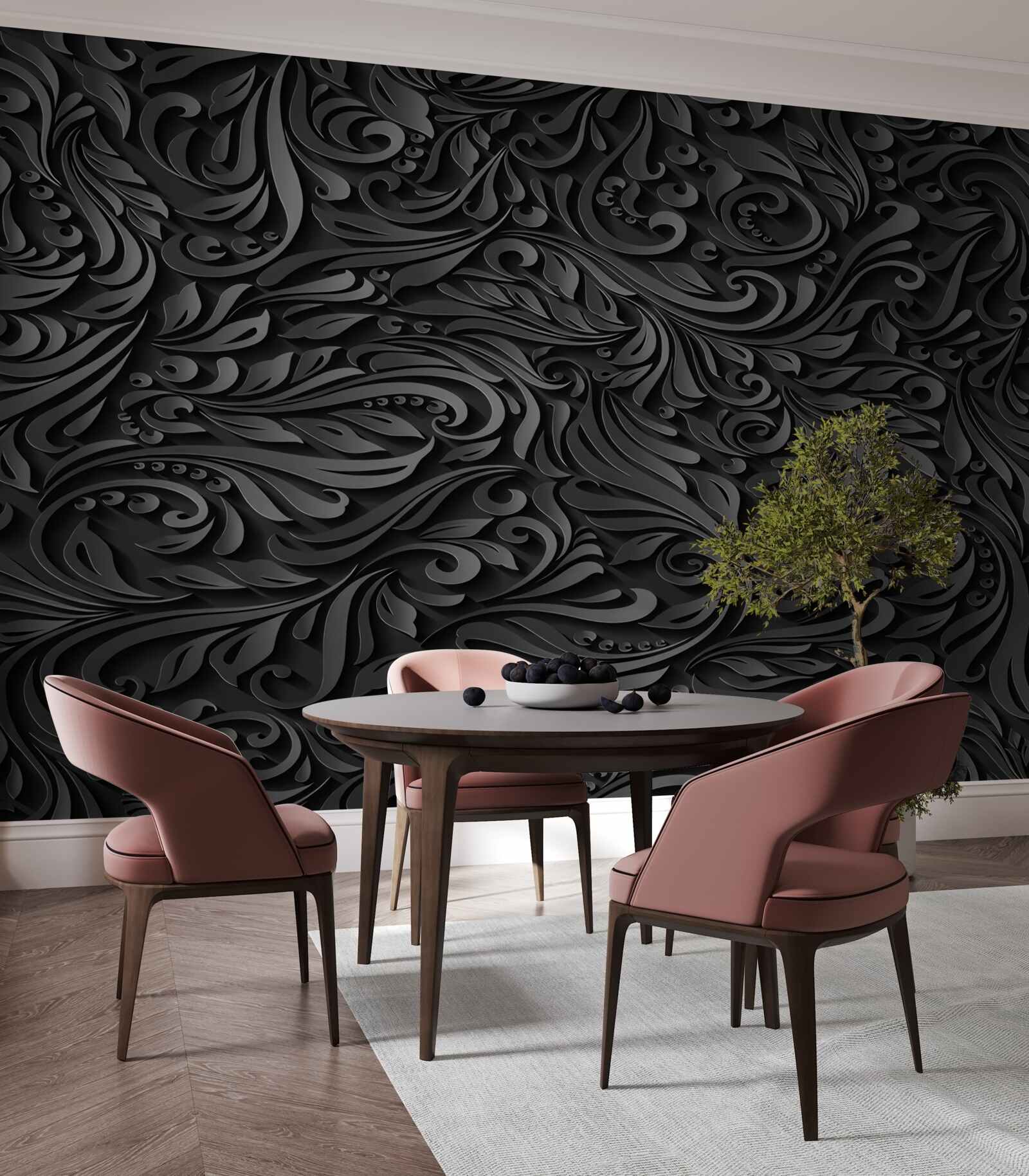 Фотошпалери чорні локони різної форми