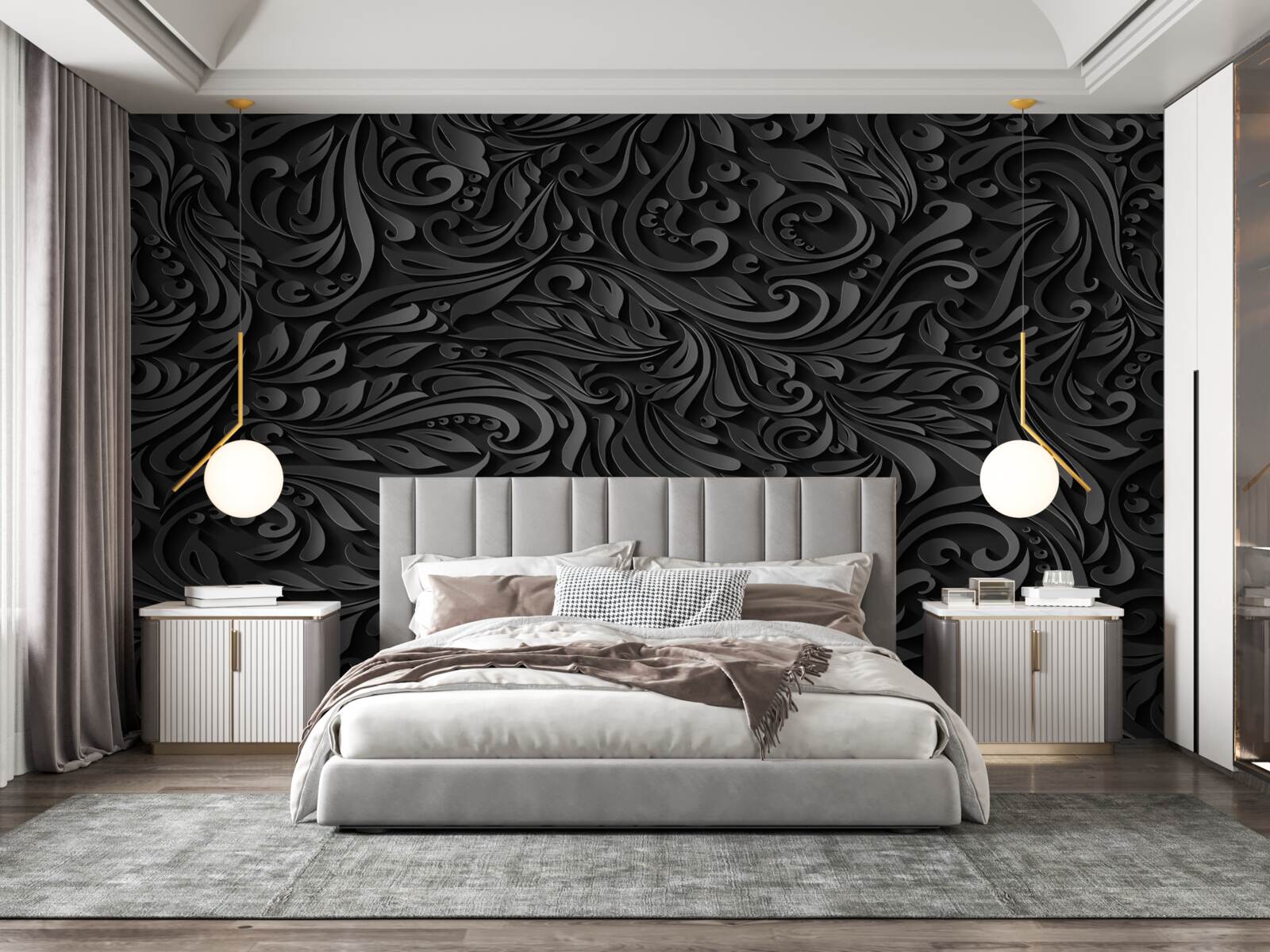 Фотошпалери чорні локони різної форми