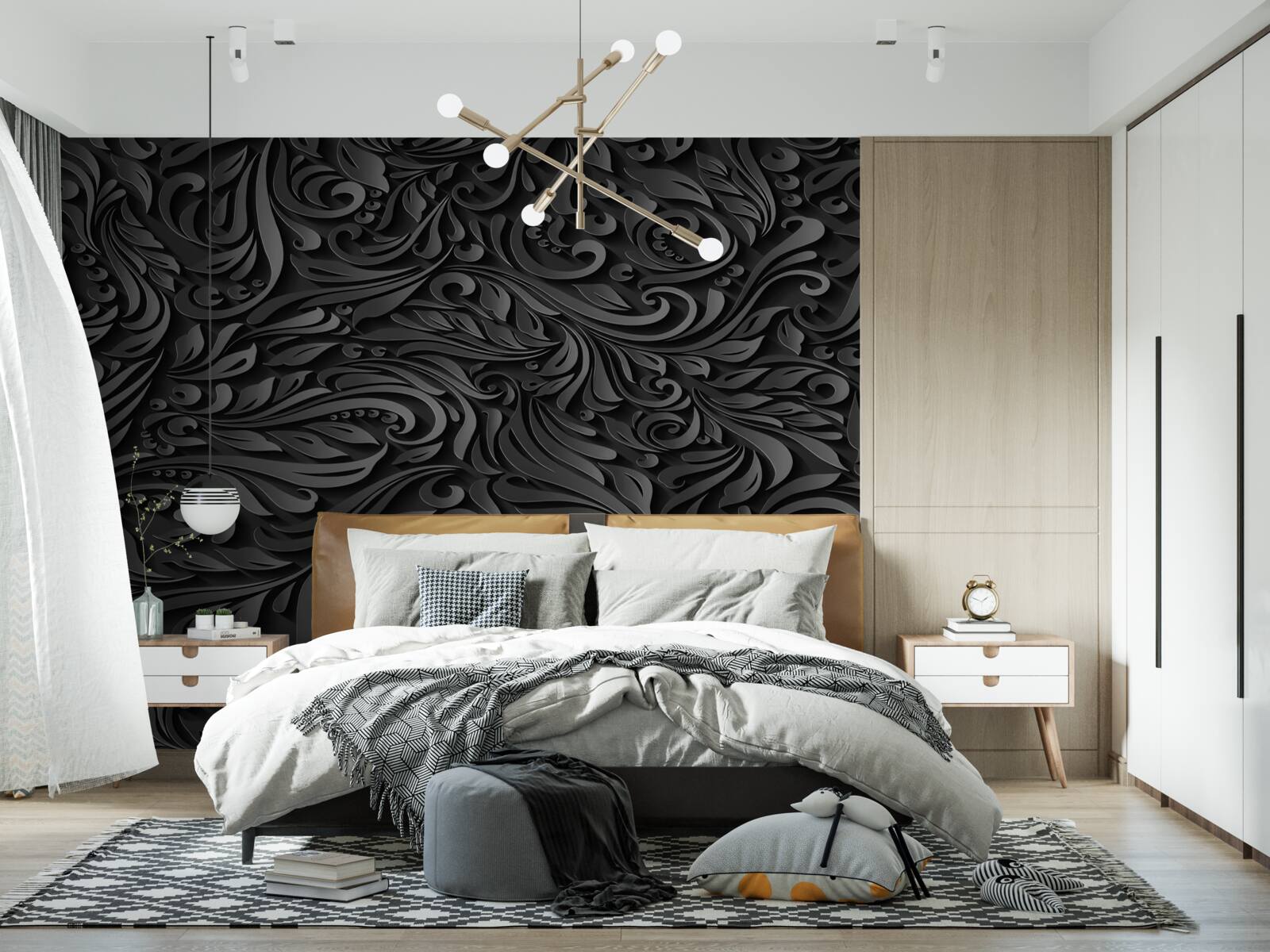 Фотошпалери чорні локони різної форми