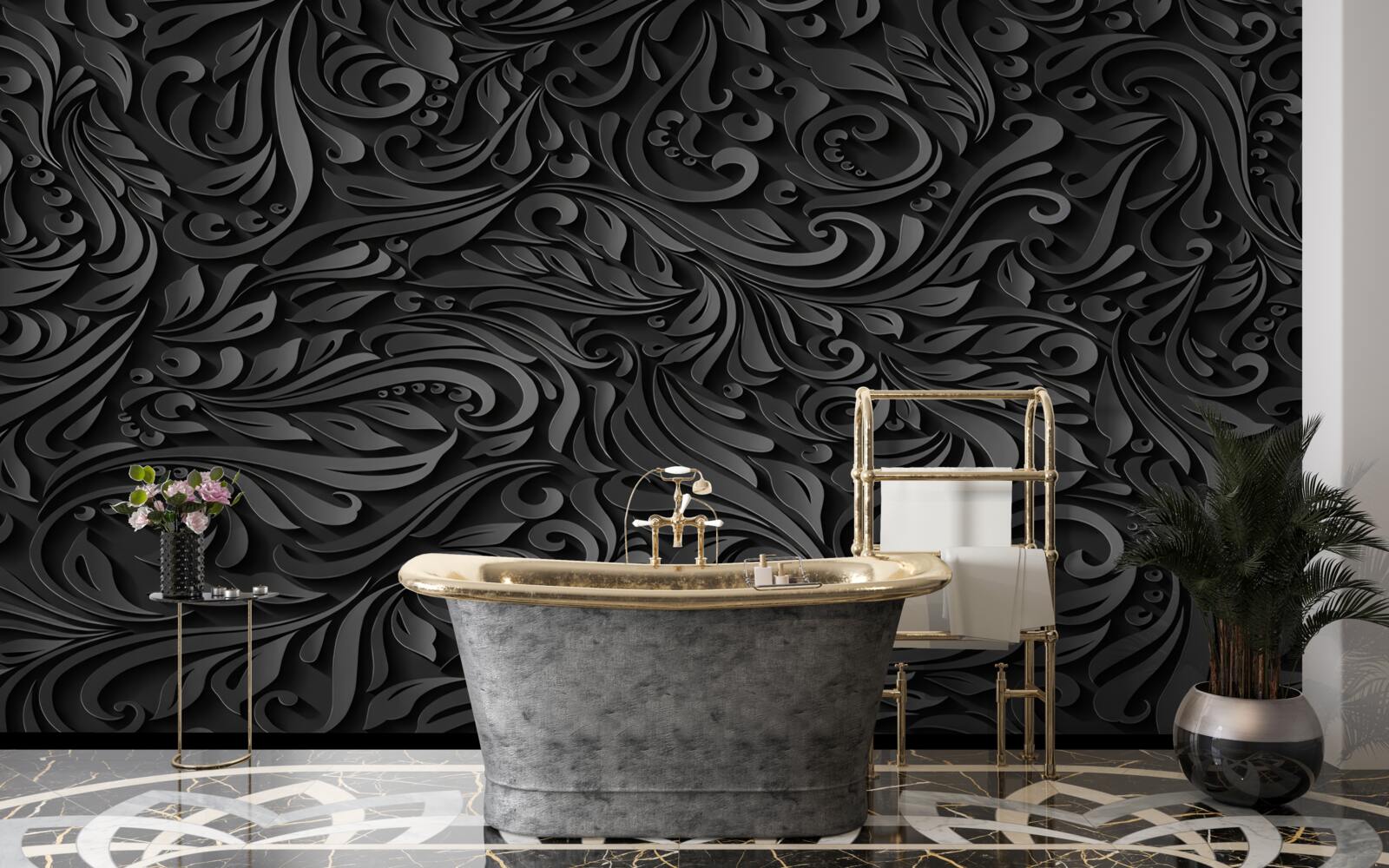 Фотошпалери чорні локони різної форми