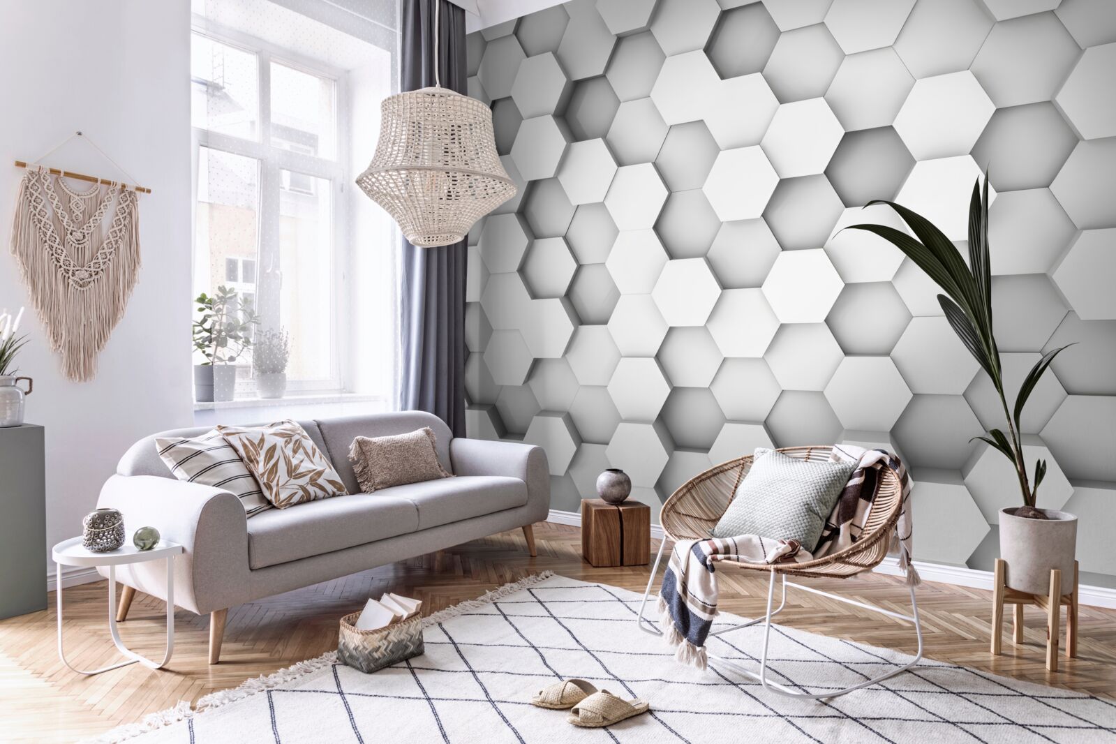 Фотошпалери фон зі світлих шестикутників