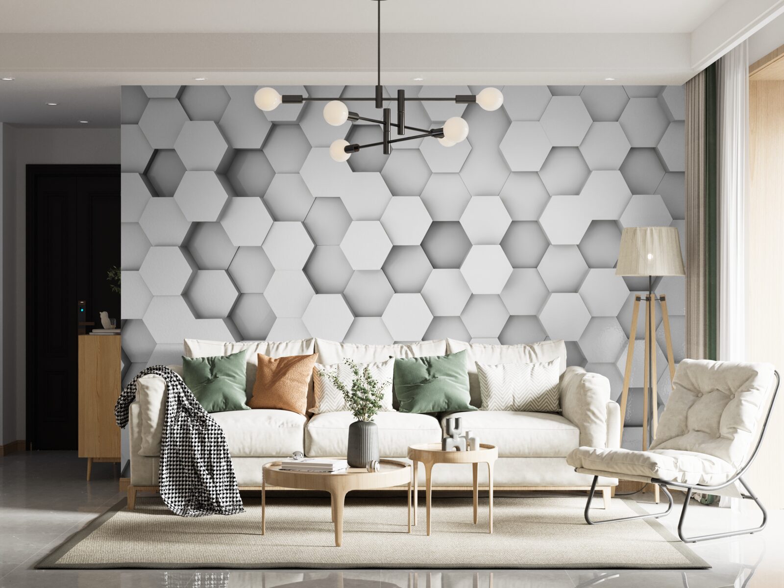 Фотошпалери фон зі світлих шестикутників