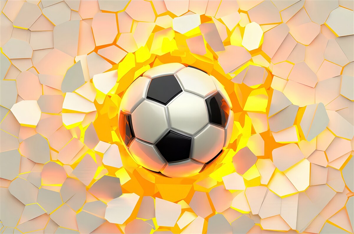 Фотошпалери куля пробиває стіну, випромінюючи золотисте сяйво