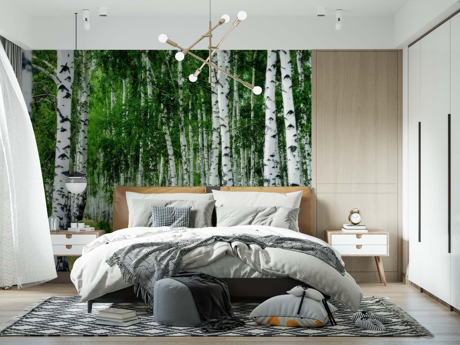 Фотошпалери густий березовий гай