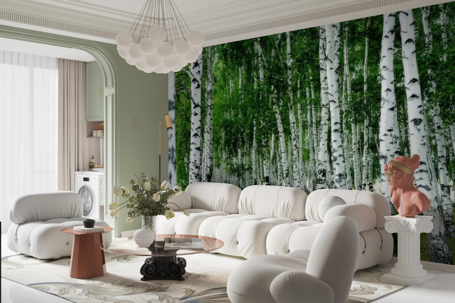 Фотошпалери густий березовий гай