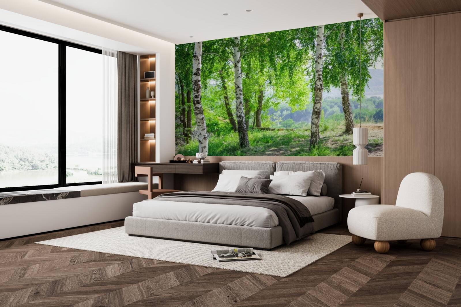 Фотошпалери ліс, повний зелених беріз