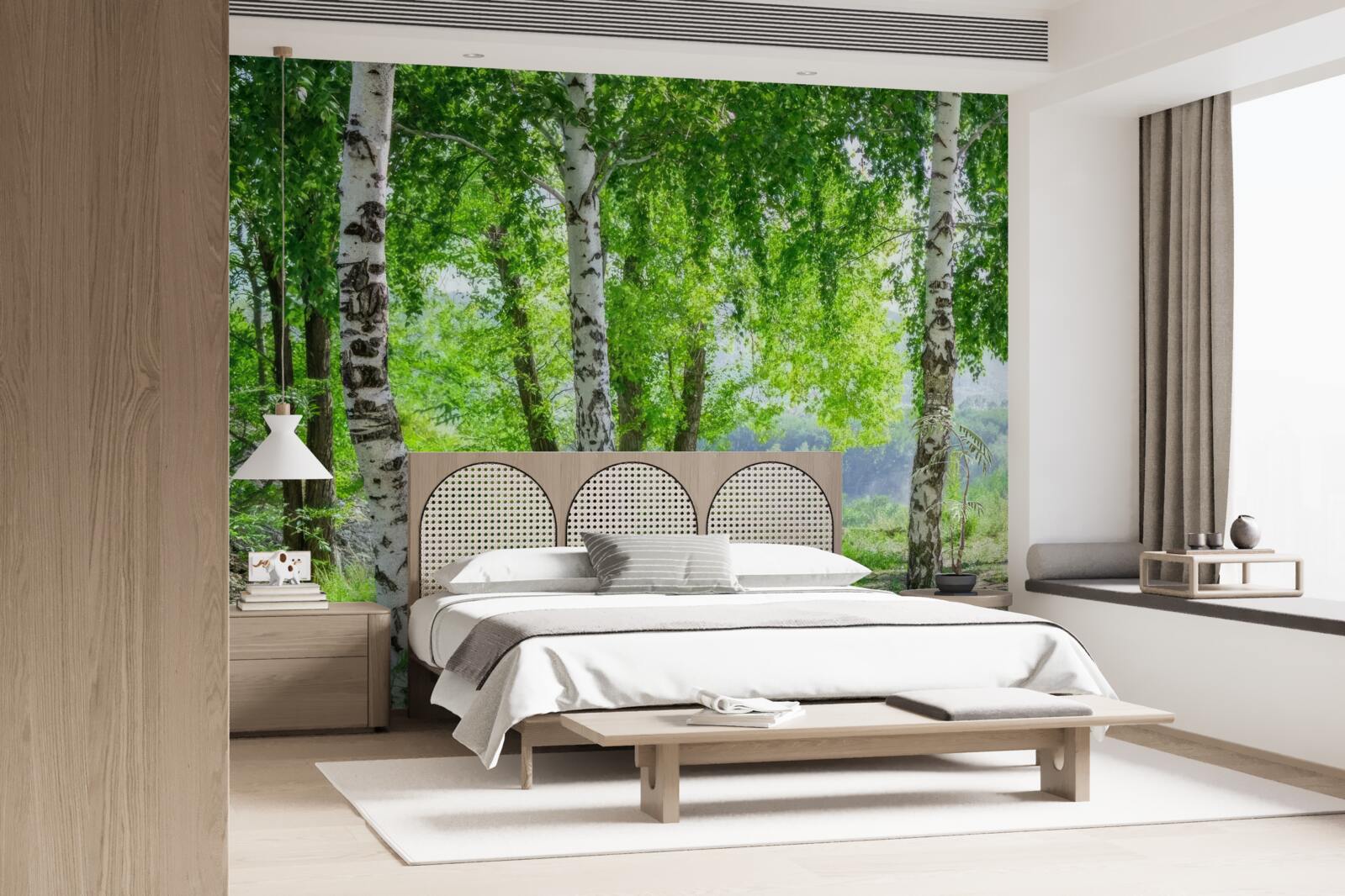 Фотошпалери ліс, повний зелених беріз