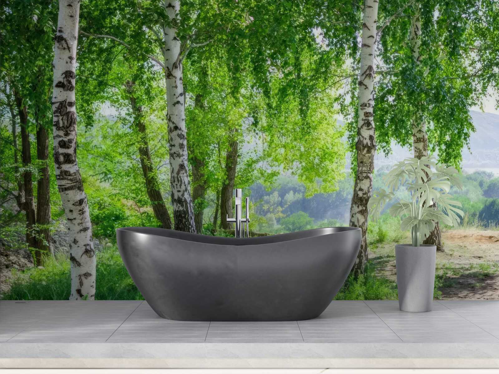 Фотошпалери ліс, повний зелених беріз