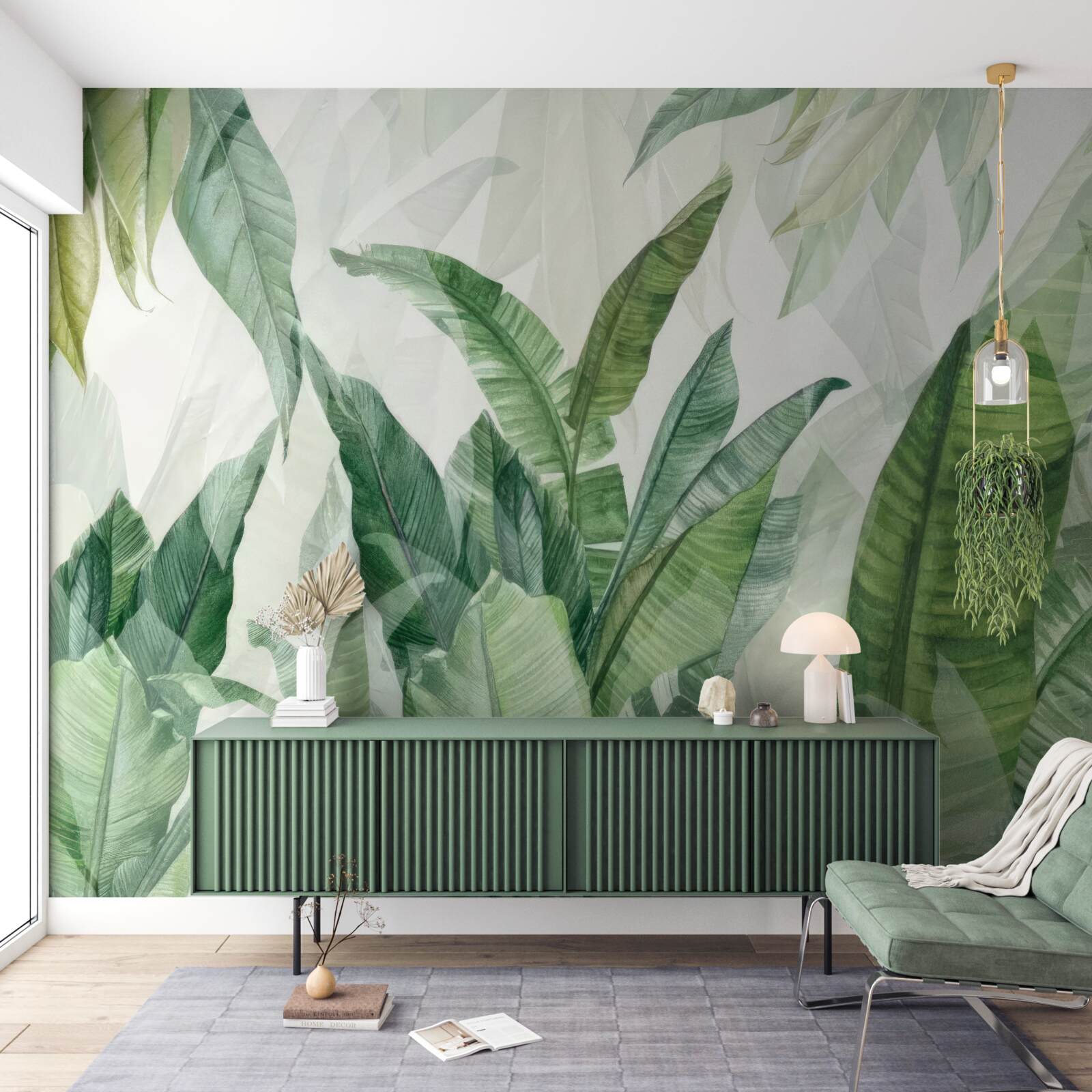 Фотошпалери тропічне зелене листя