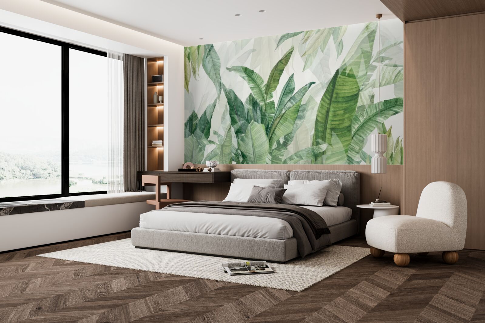 Фотошпалери тропічне зелене листя