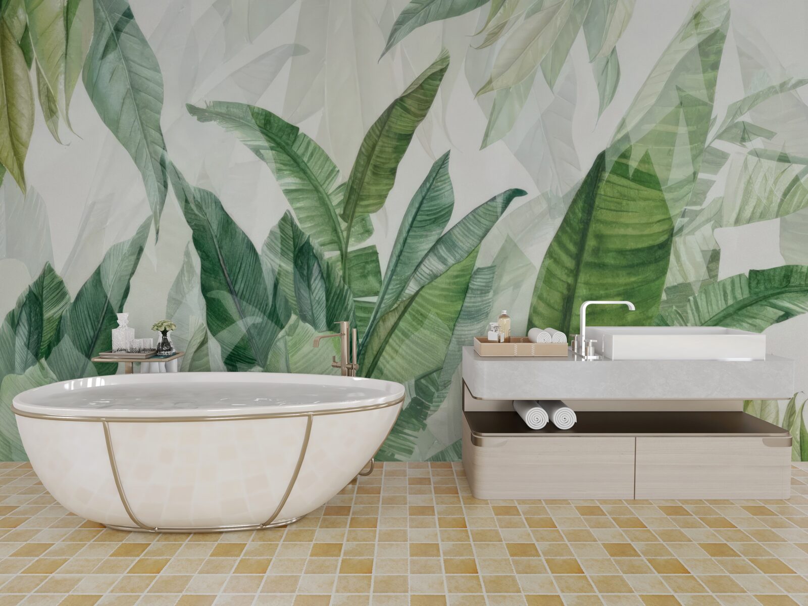 Фотошпалери тропічне зелене листя