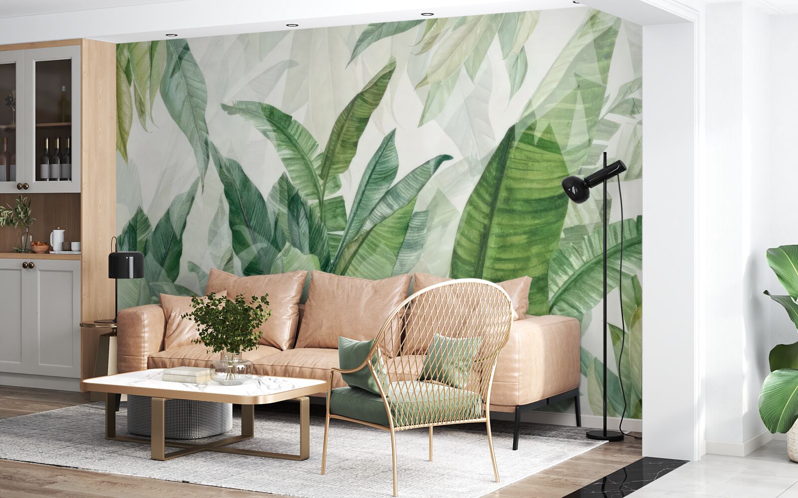 Фотошпалери тропічне зелене листя