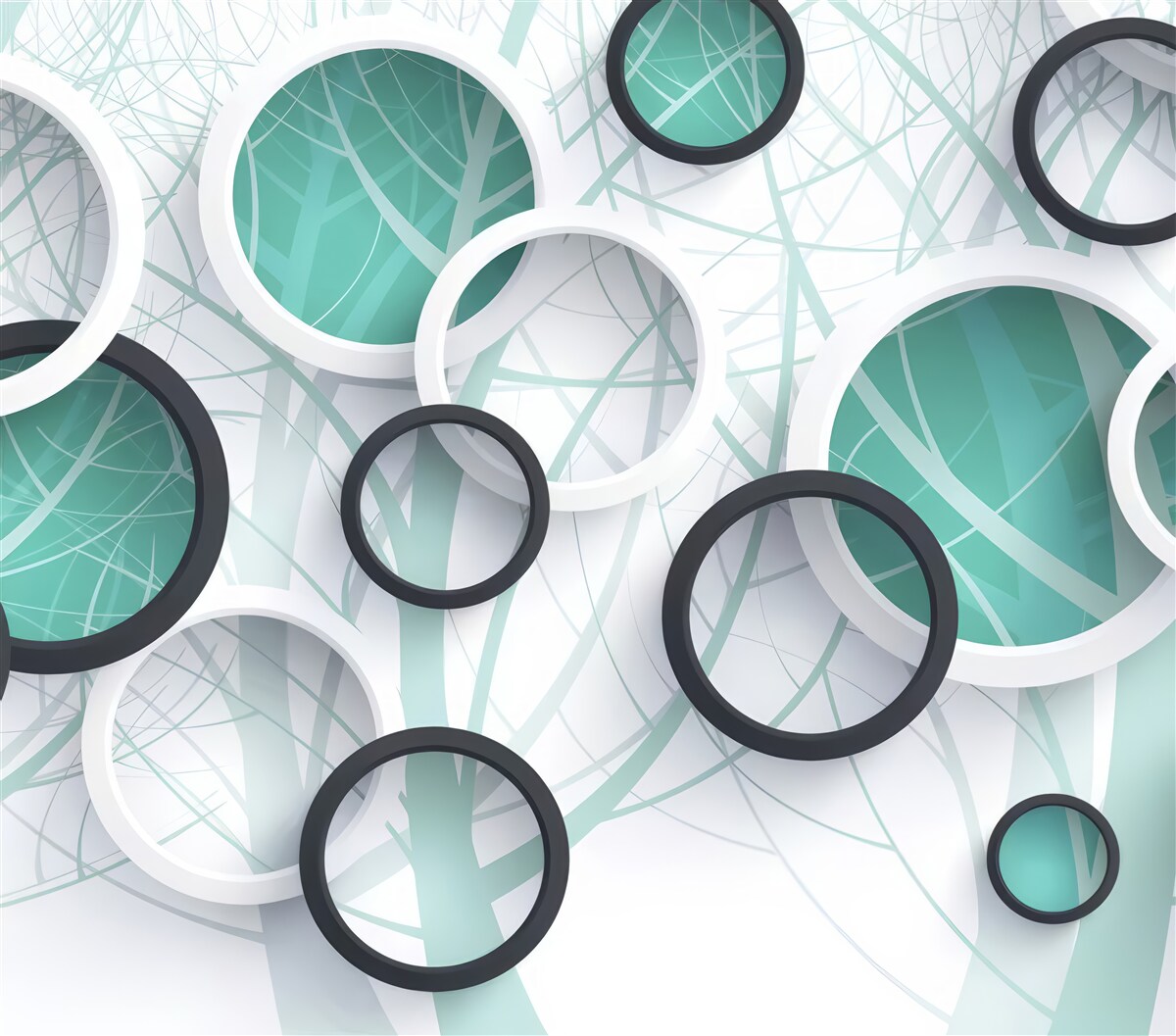 Фотошпалери об'ємні колеса в чорному та білому кольорах